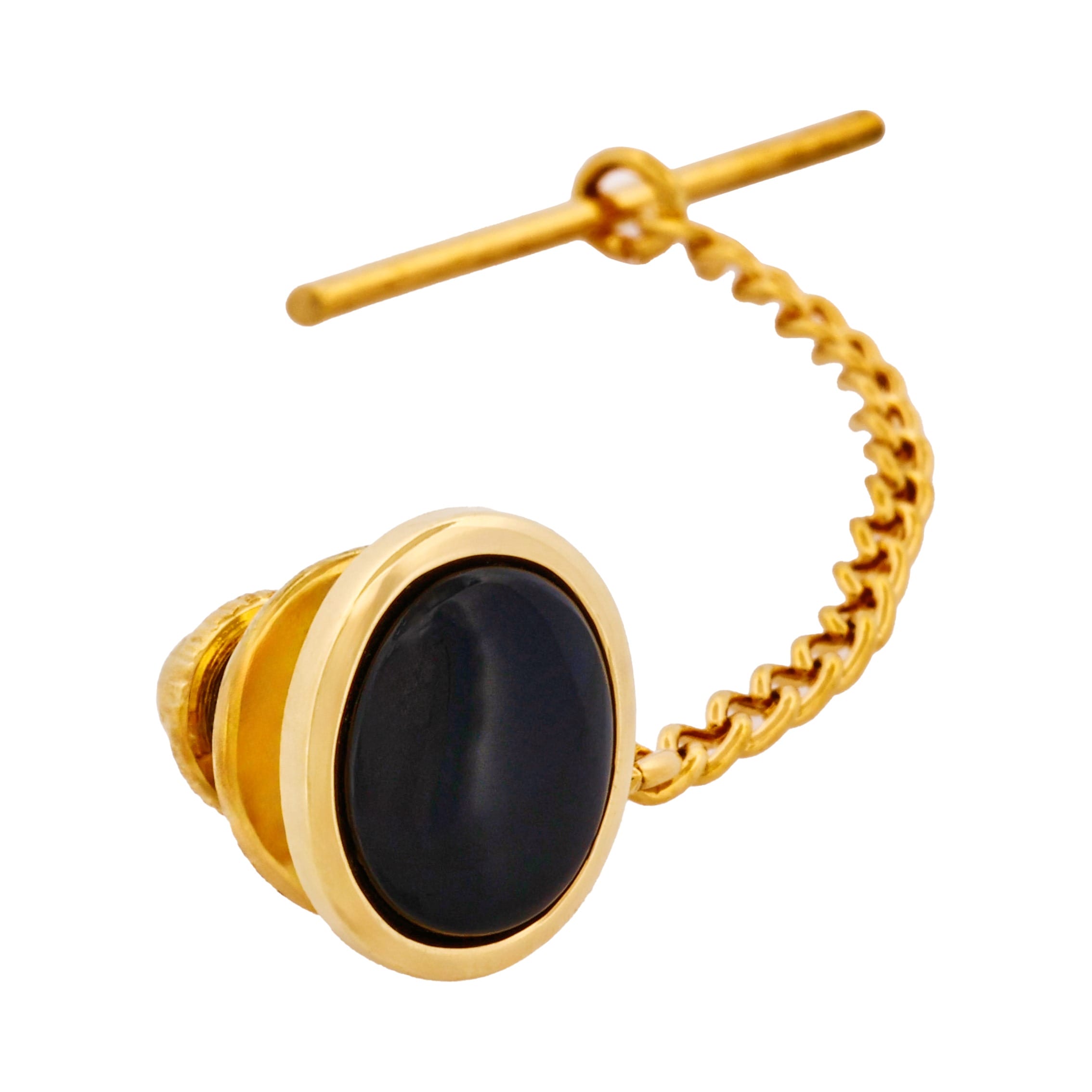 Gold Plated Onyx Tie Tak