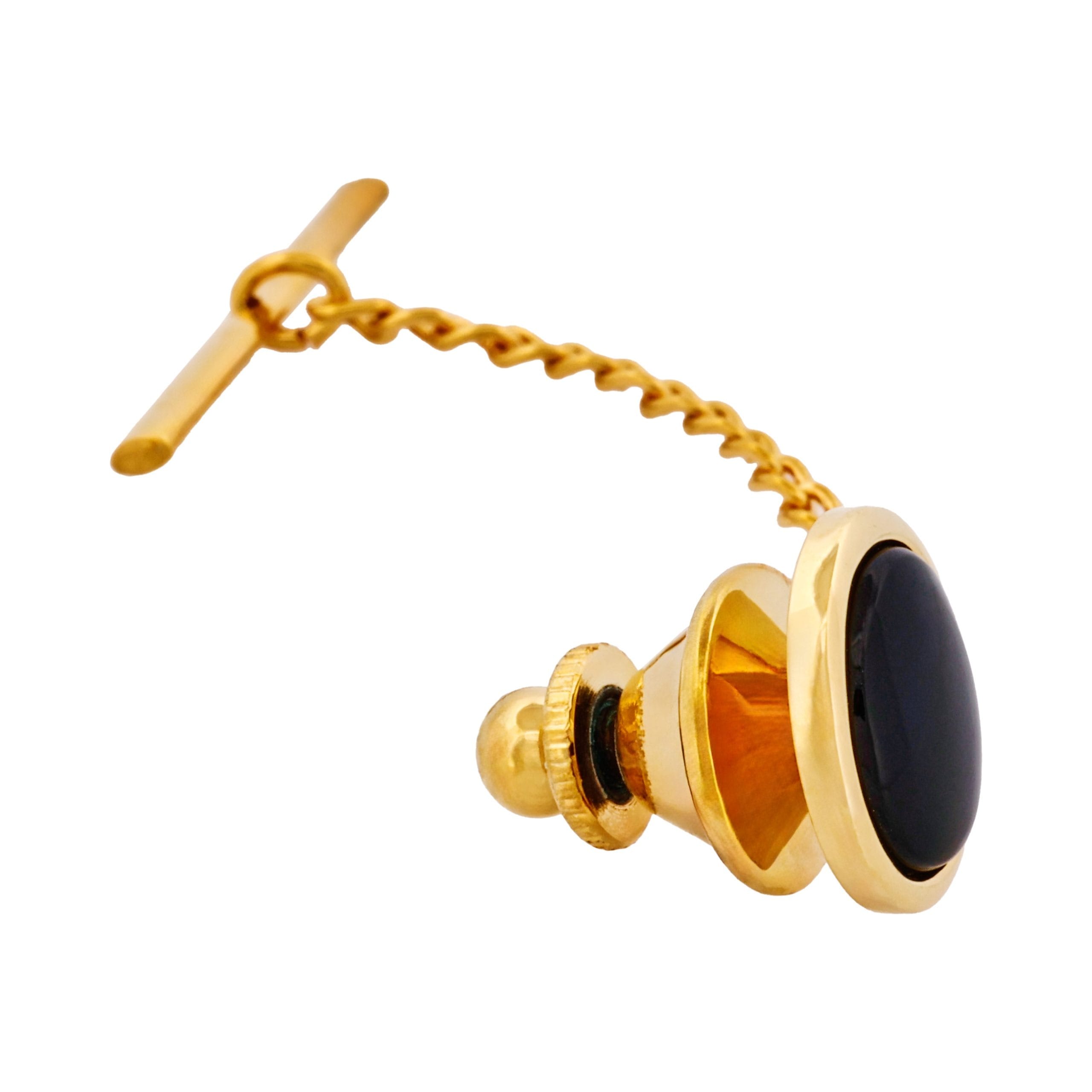 Gold Plated Onyx Tie Tak
