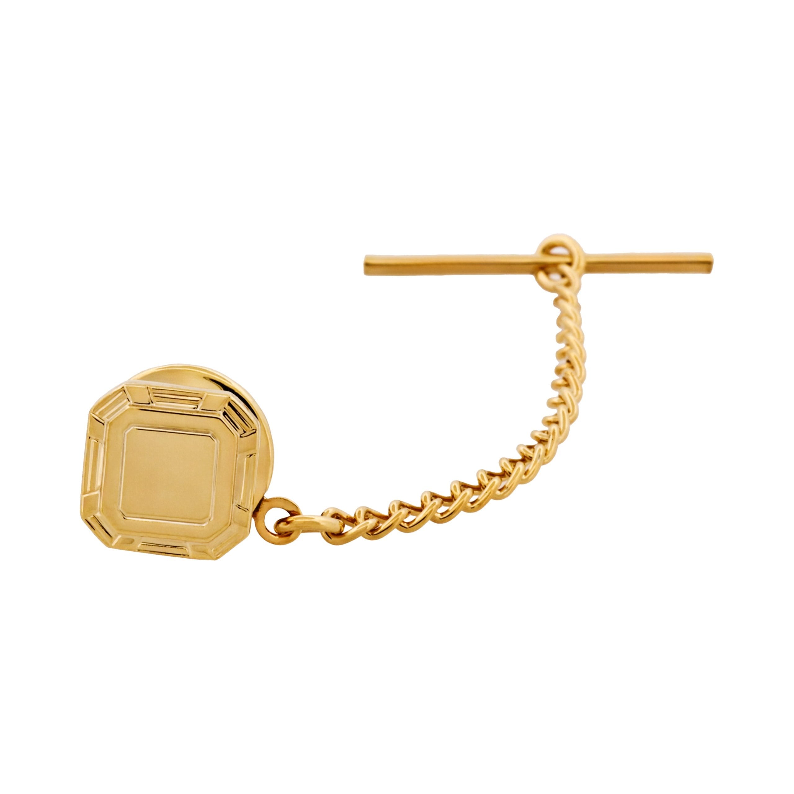 Gold Plated Tie Tak & Chain