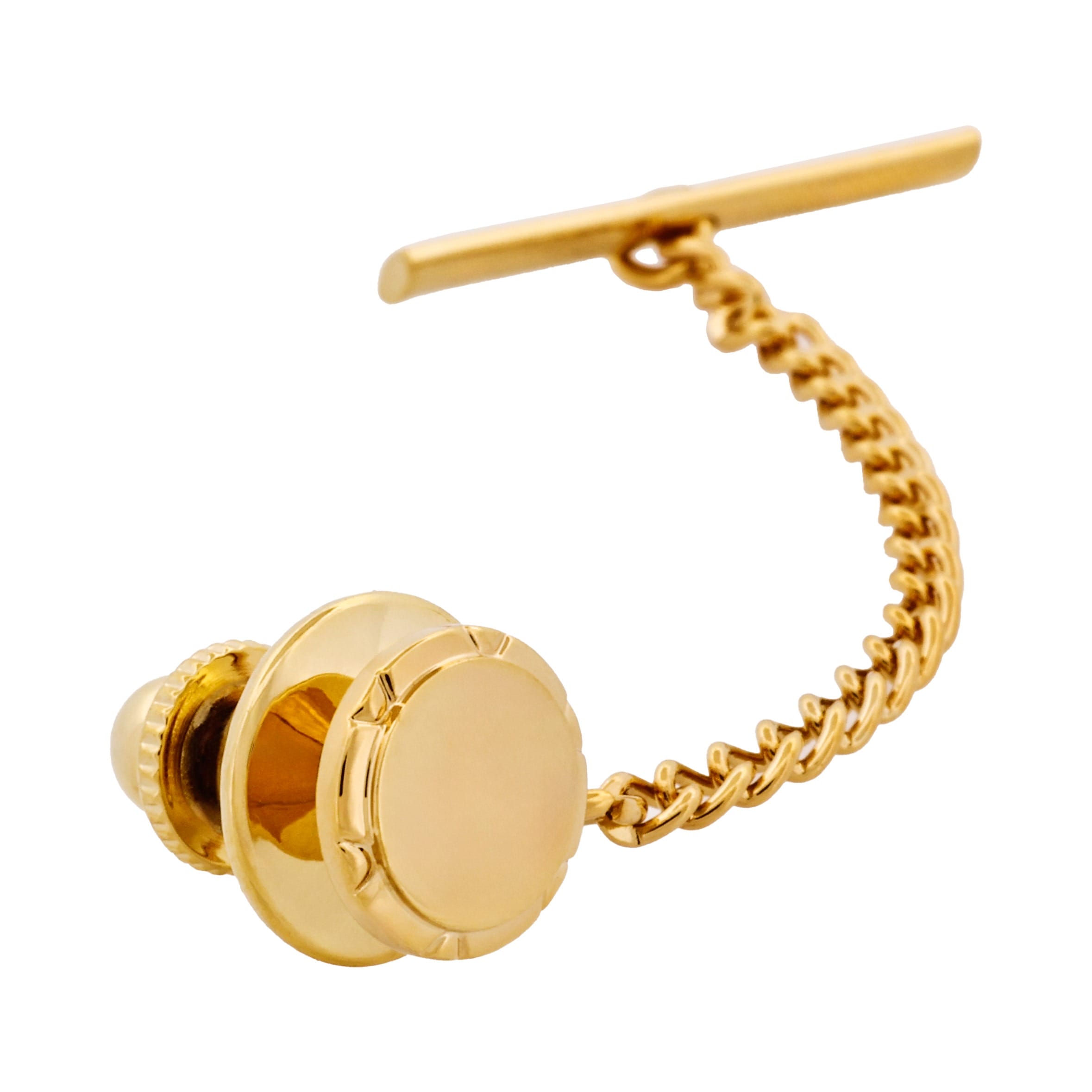 Gold Plated Brushed Centre Tie Tak & Chain