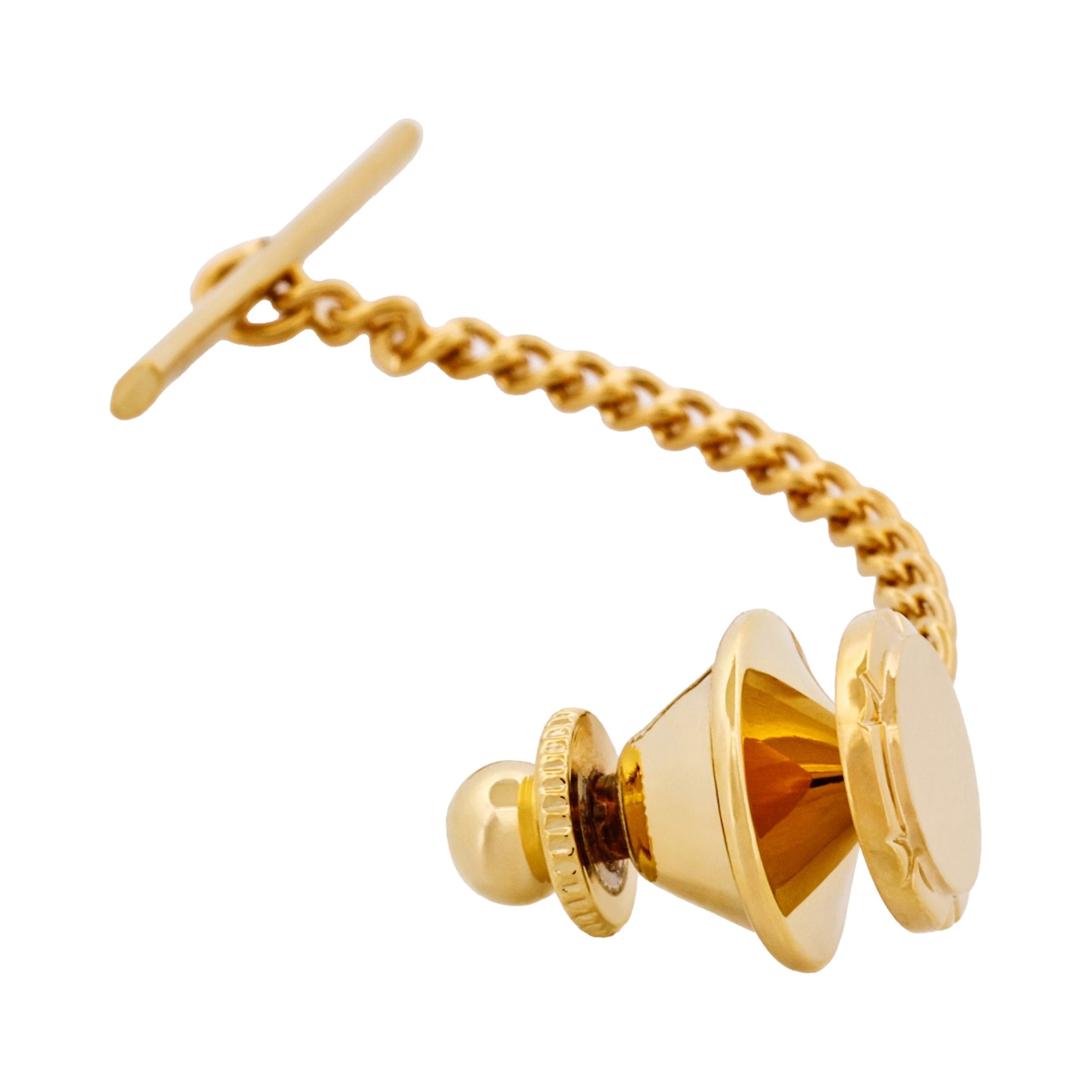 Gold Plated Brushed Centre Tie Tak & Chain