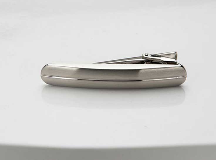 Brushed Rhodium Plated Tie Clip