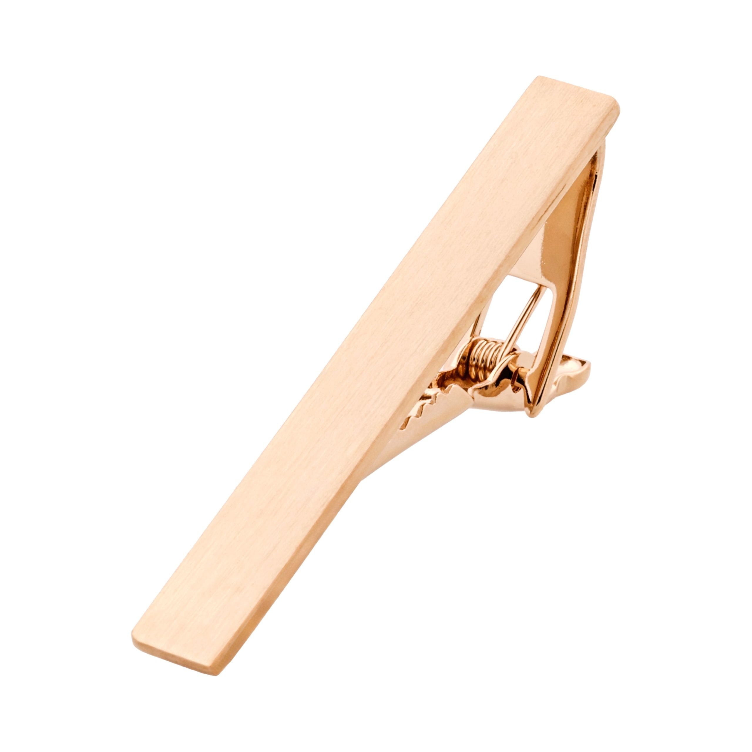 Brushed Rose Plated Gold Tie Clip