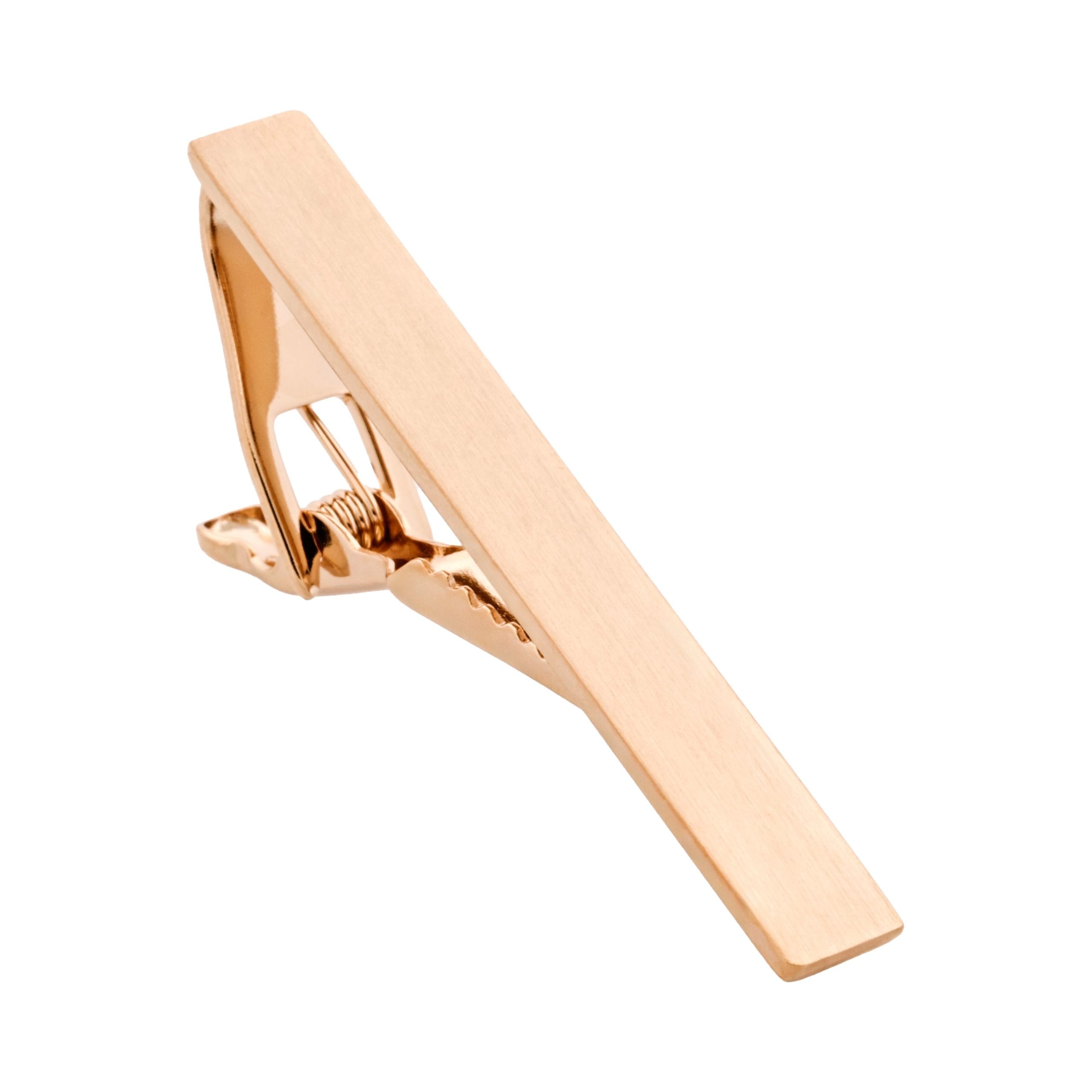 Brushed Rose Plated Gold Tie Clip