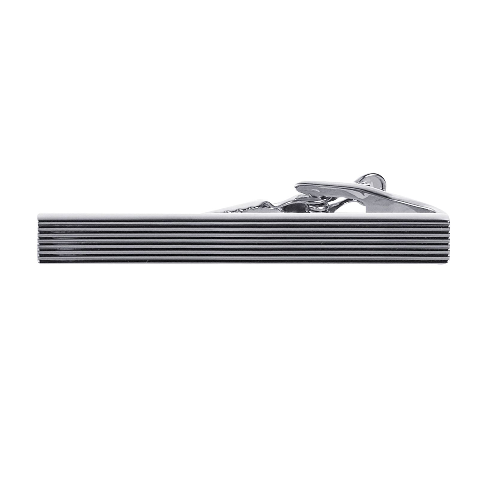 Rhodium Ribbed Thin Tie Bar