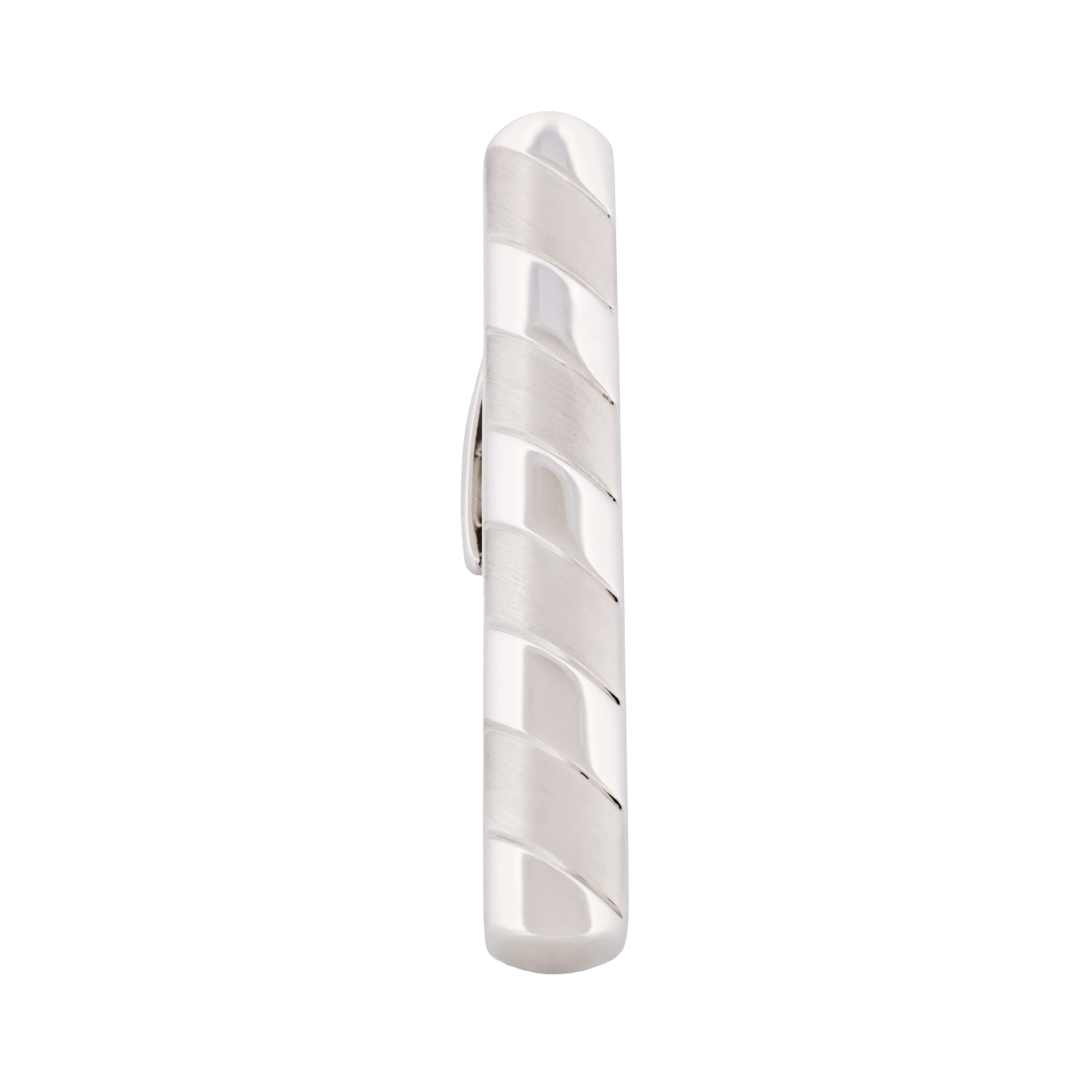 Rhodium & Brushed Striped Plated Tie Bar