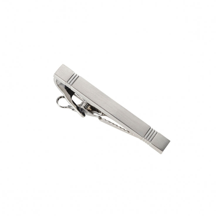 Brush Rhodium Plated Tie Bar