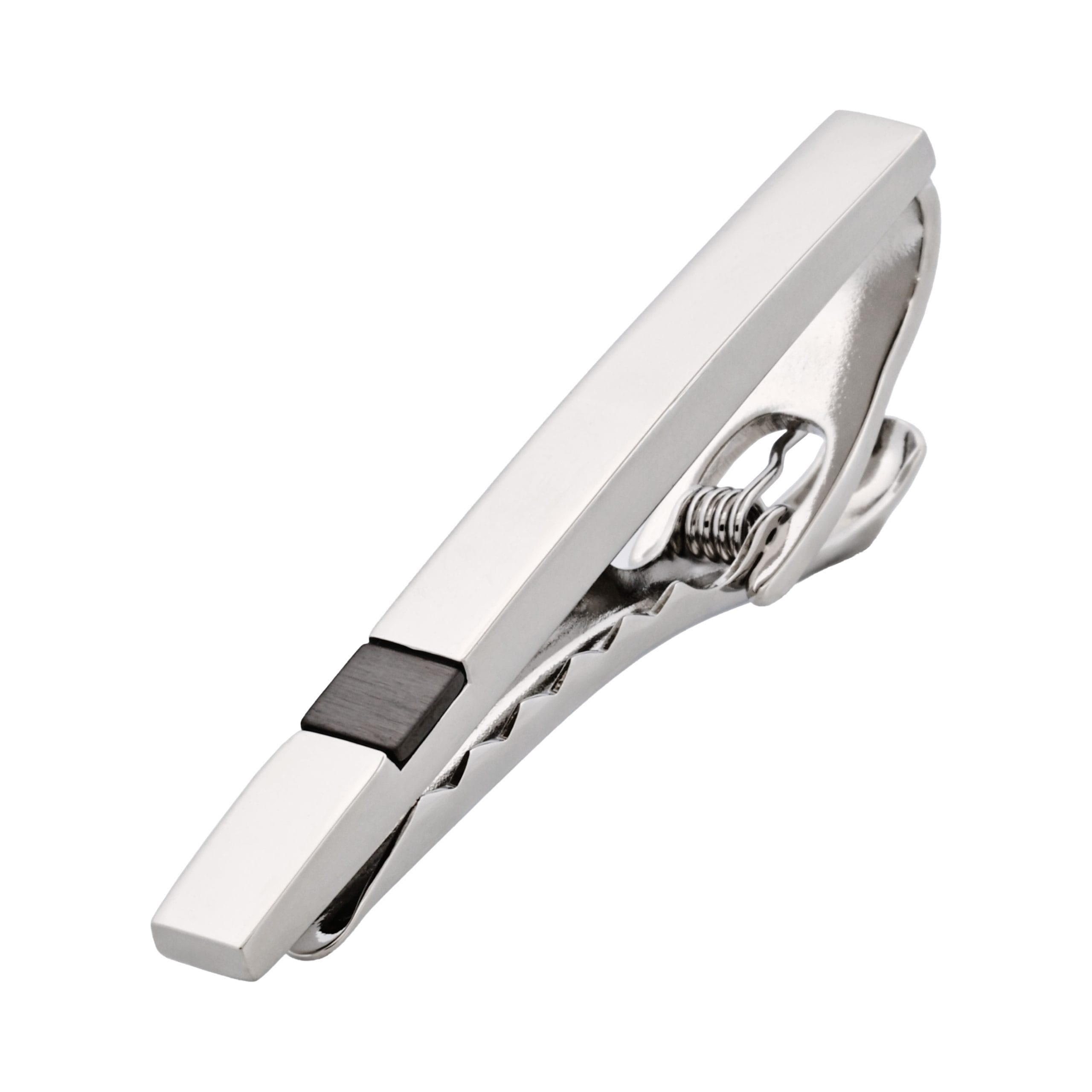 Polished Rhodium & Gun Metal Plated Tie Clip