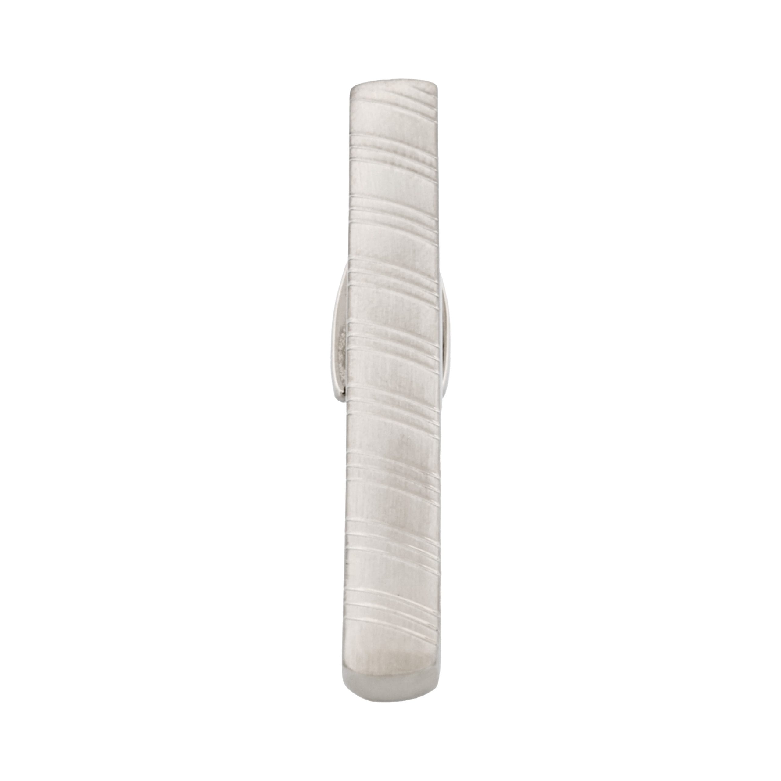 Brushed Rhodium Plated Striped Pattern Tie Bar