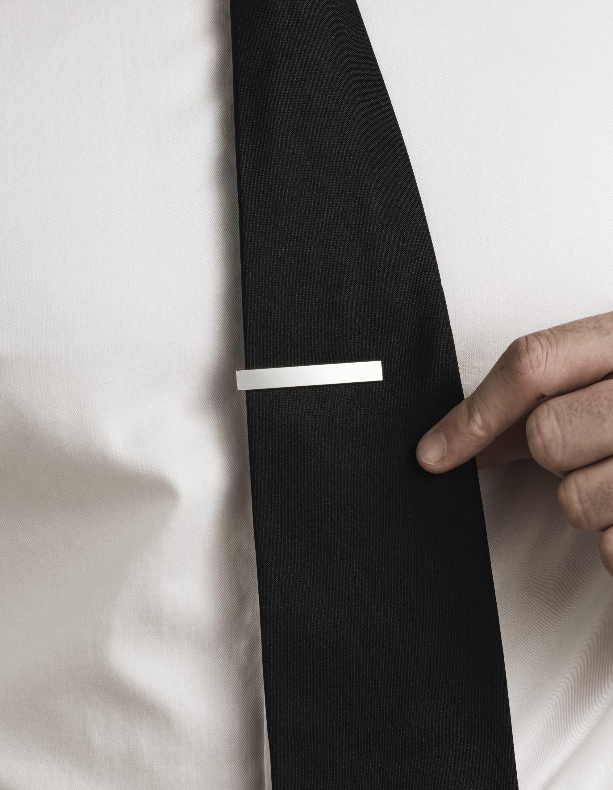 Polished Rhodium Tie Clip
