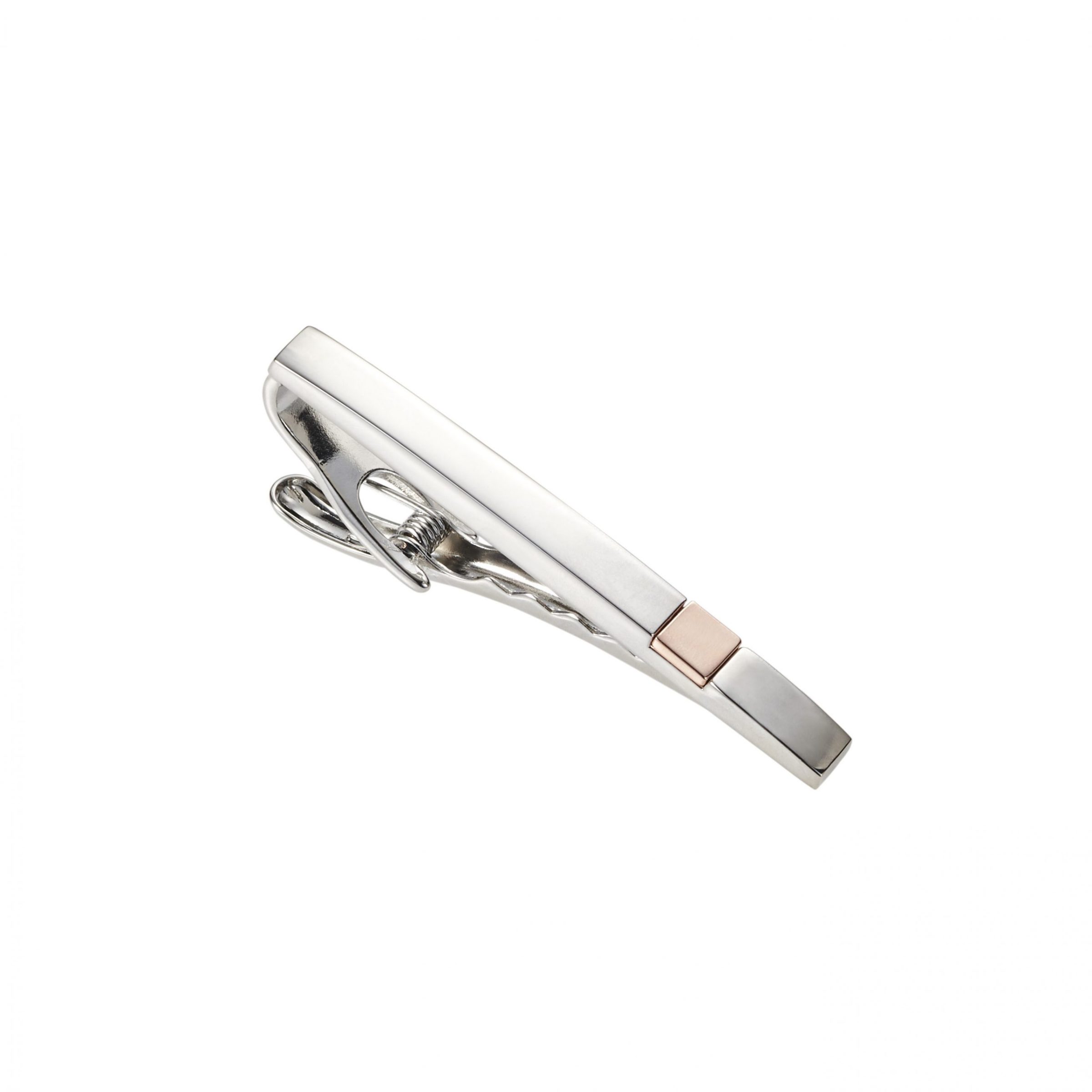 Polished Rhodium & Rose Gold Plated Tie Clip