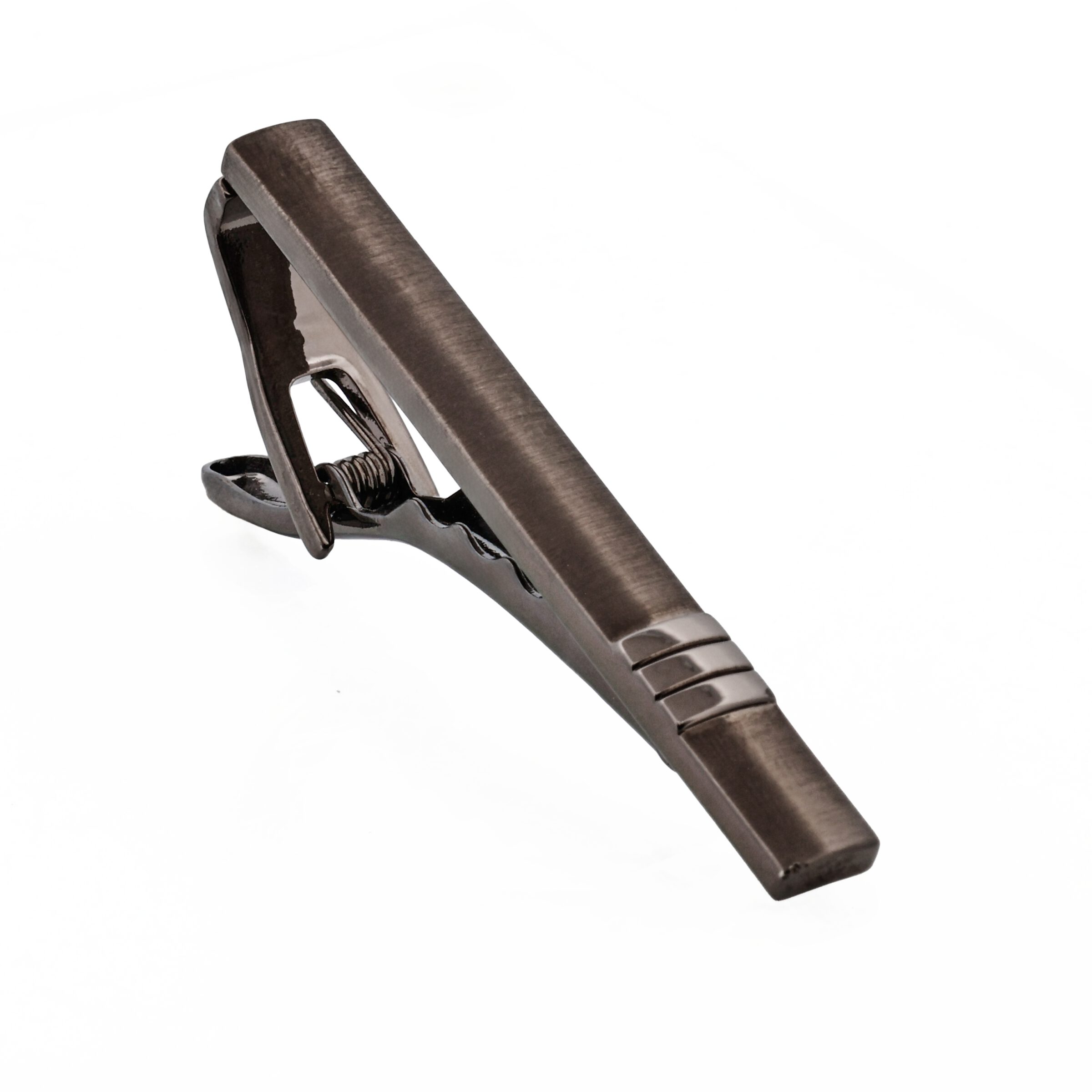 Brushed Gun Metal with three strips Tie Clip 51mm