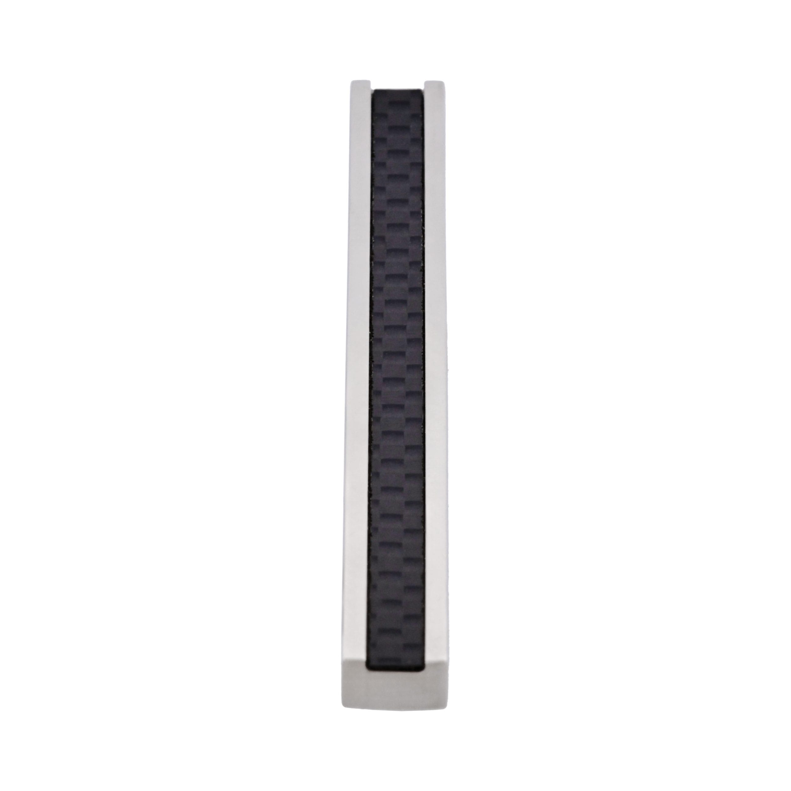 Polished Stainless Steel Tie Slide with Carbon Fibre inlay
