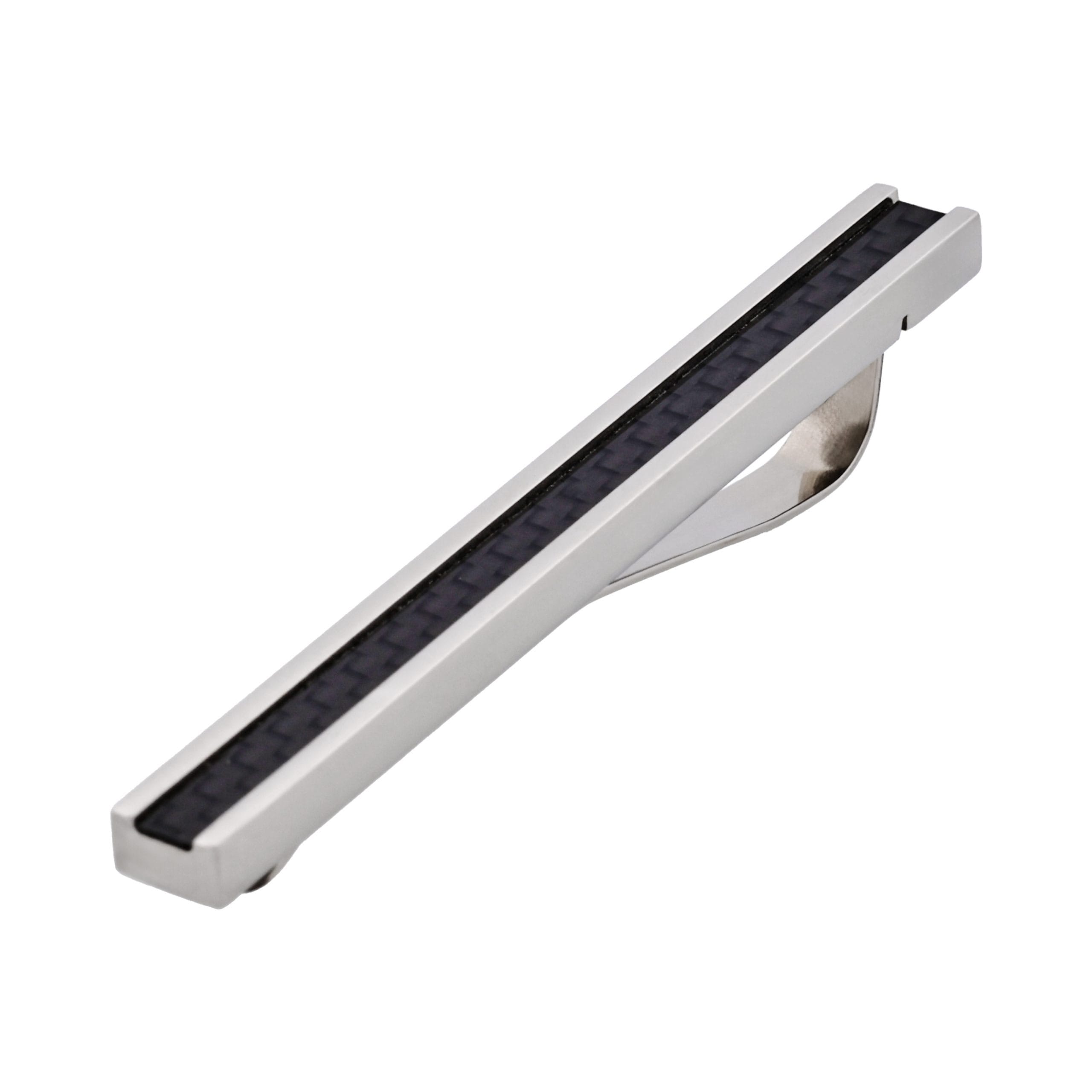 Polished Stainless Steel Tie Slide with Carbon Fibre inlay