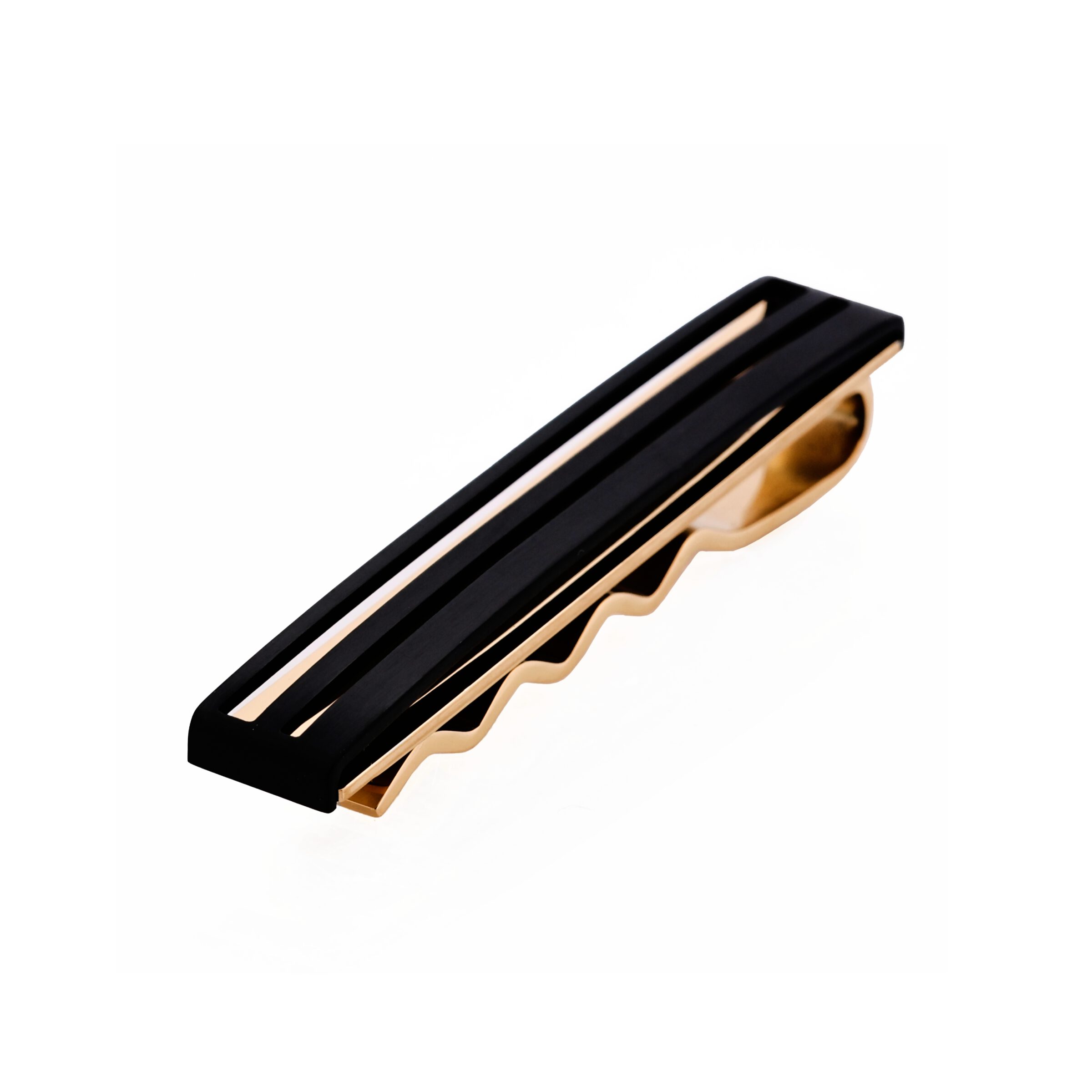 Stainless SteelIon Plated Gold & Black Double Layer Tie Slide