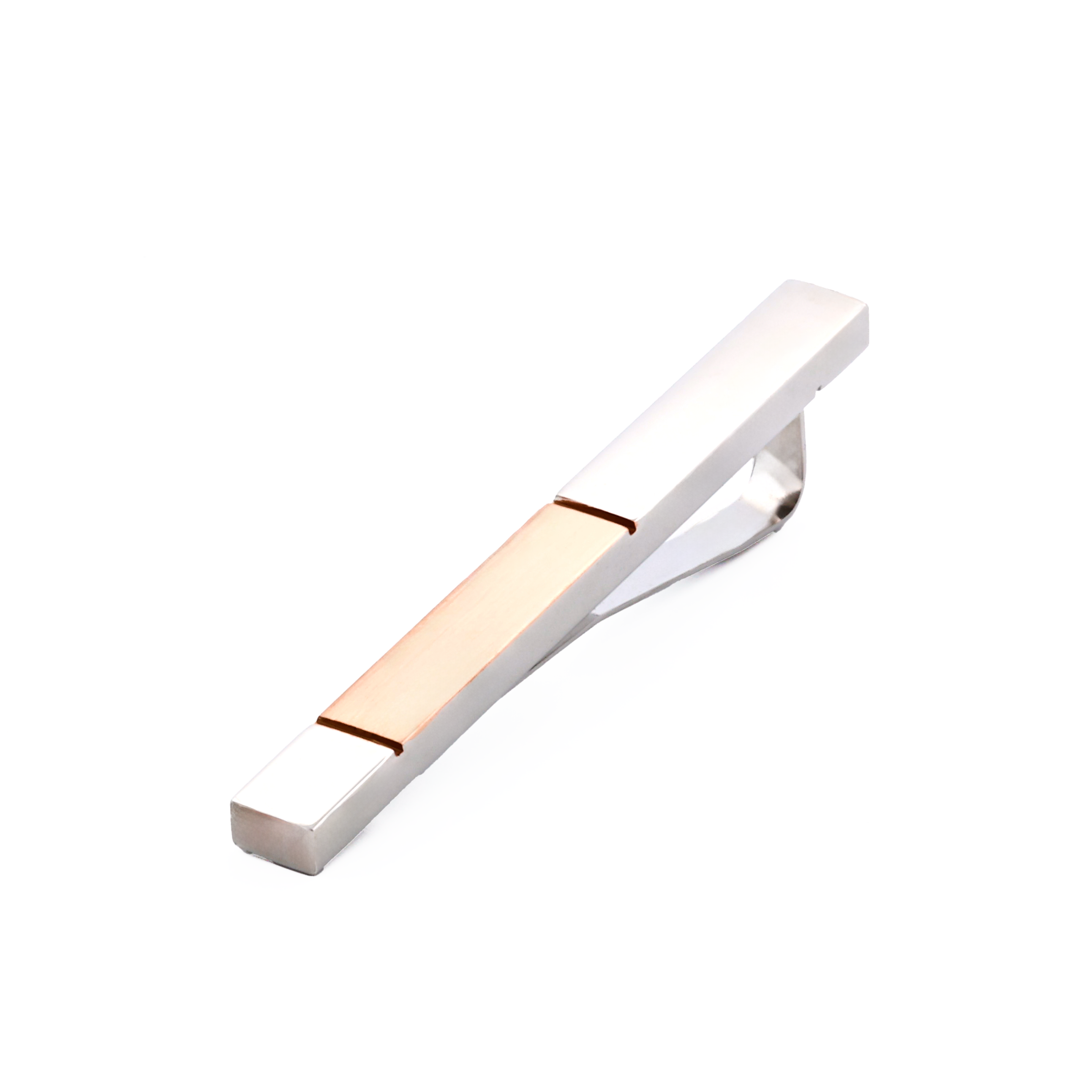Polished Stainless Steel with Brushed Ion Plated Rose Gold Tie Slide