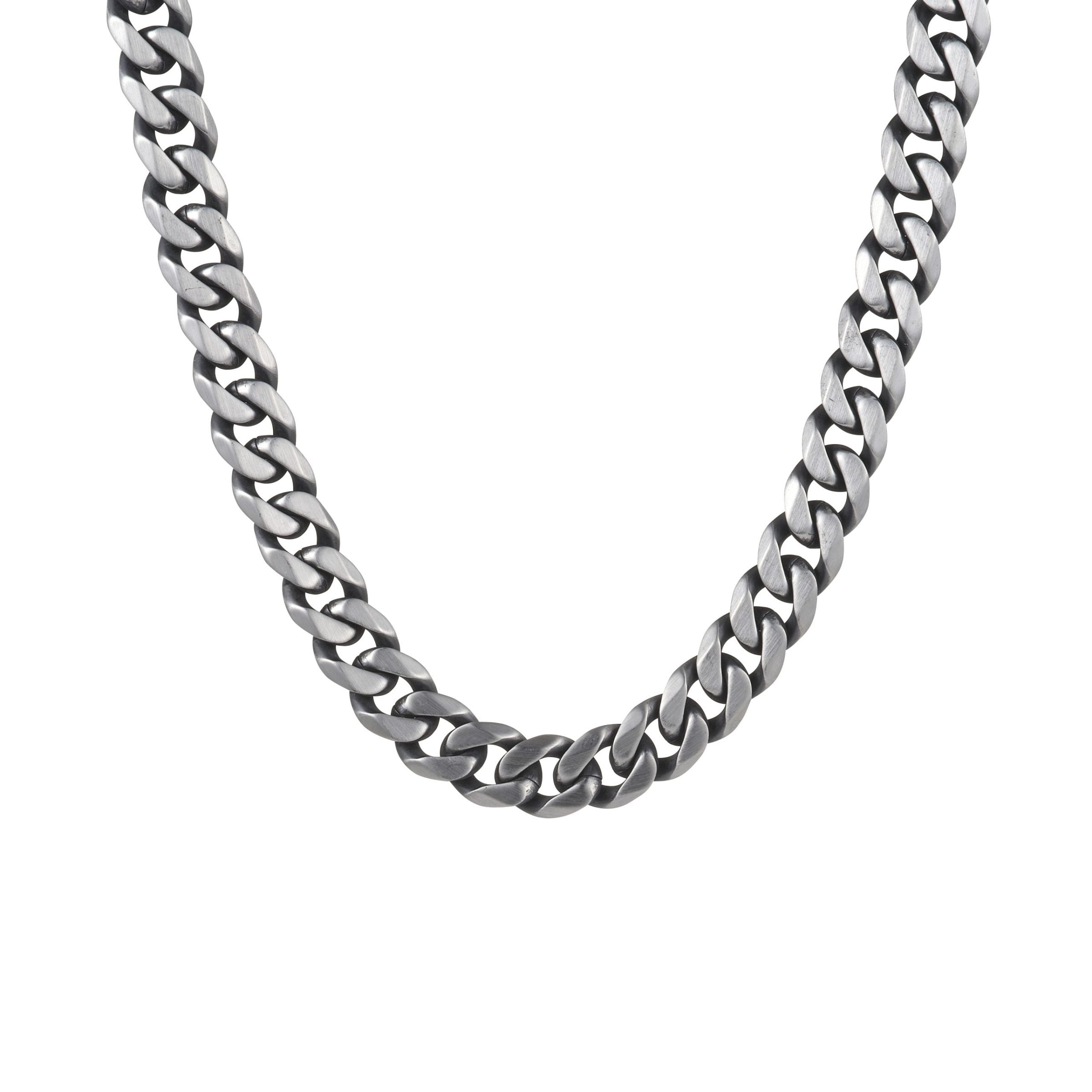 Ion Plated Antique Gun Stainless Steel Curb Link Neck Chain