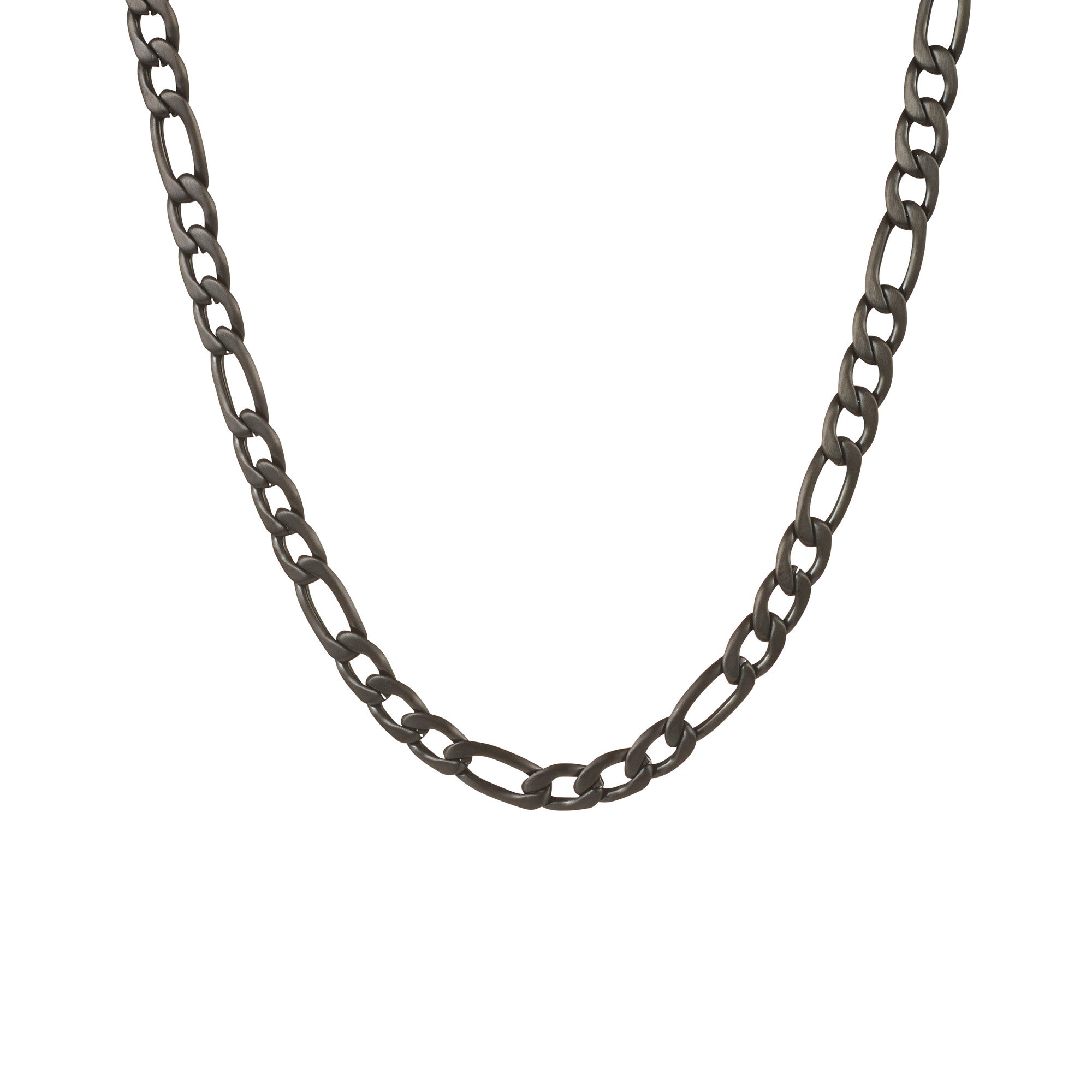 Ion Plated Black Stainless Steel Figaro Neck Chain - 61cm
