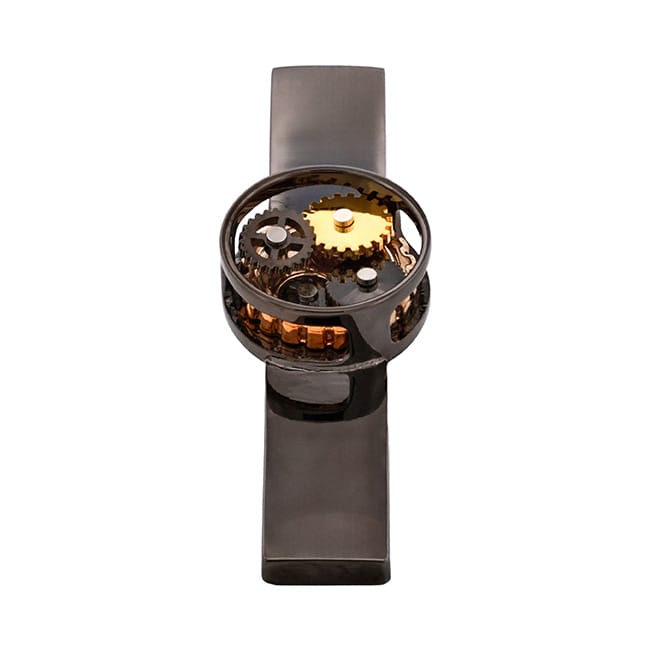 Gun Metal round watch movement Tie Bar
