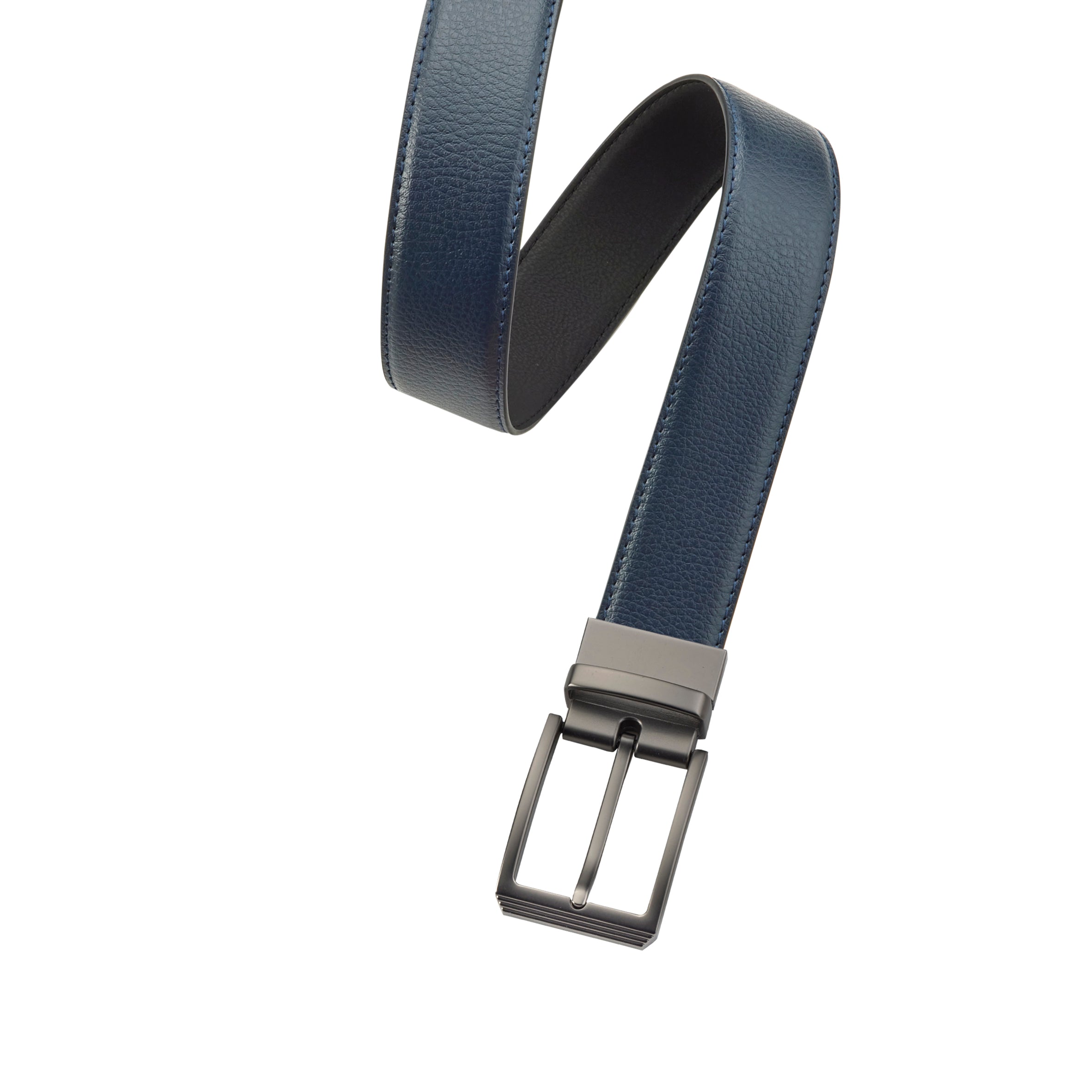 Black/Navy reversible Grain Leather Belt - Strap only