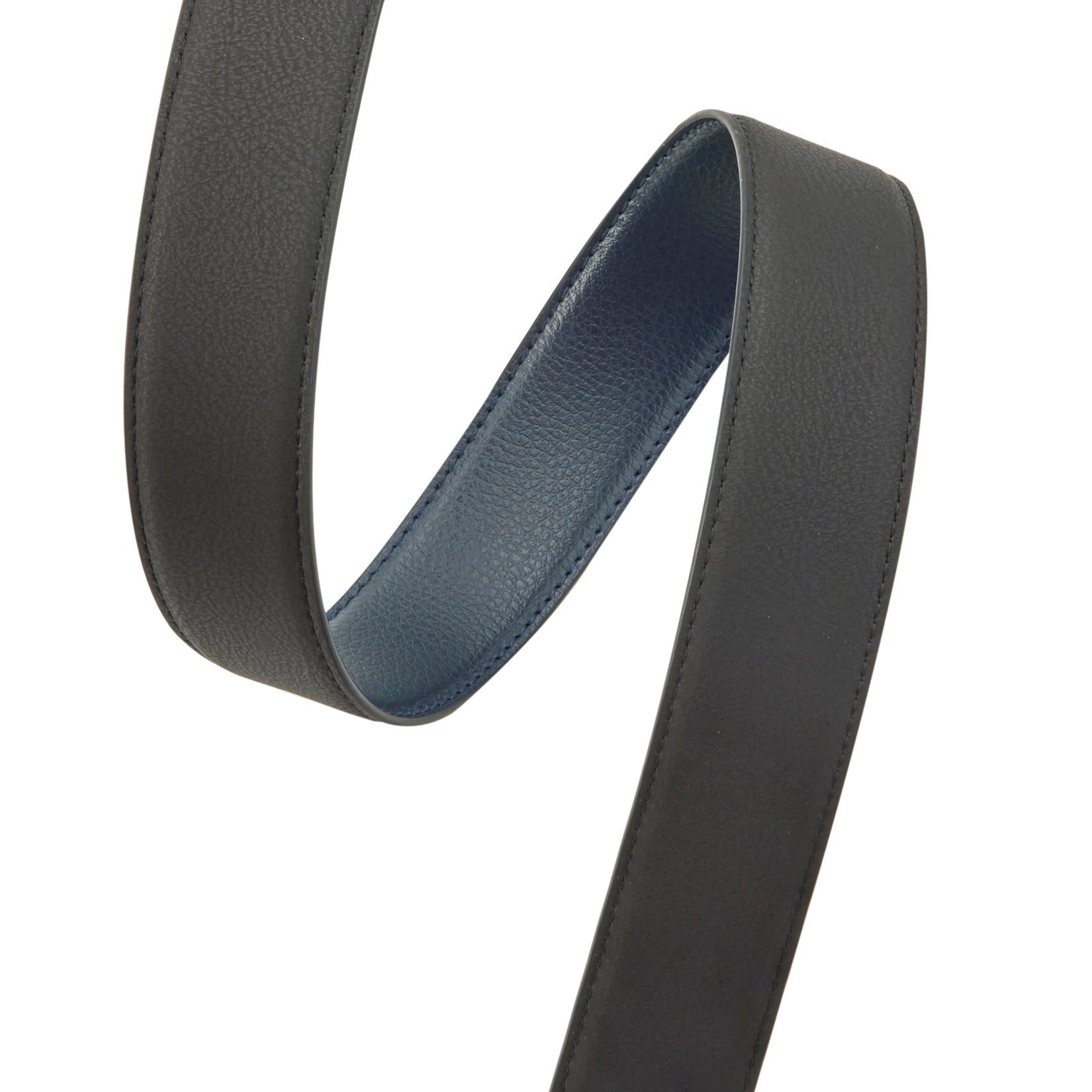 Black/Navy reversible Grain Leather Belt - Strap only
