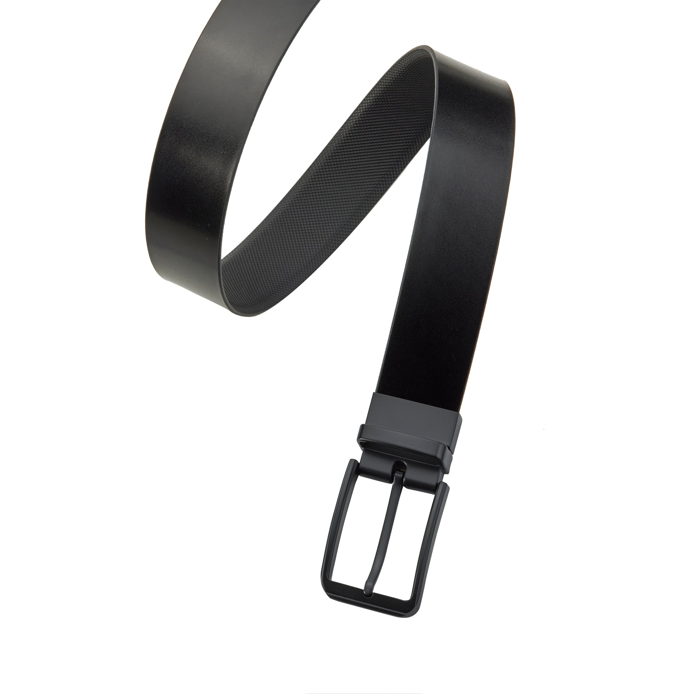 Smooth Black/patterned Black reversible Leather Belt Strap