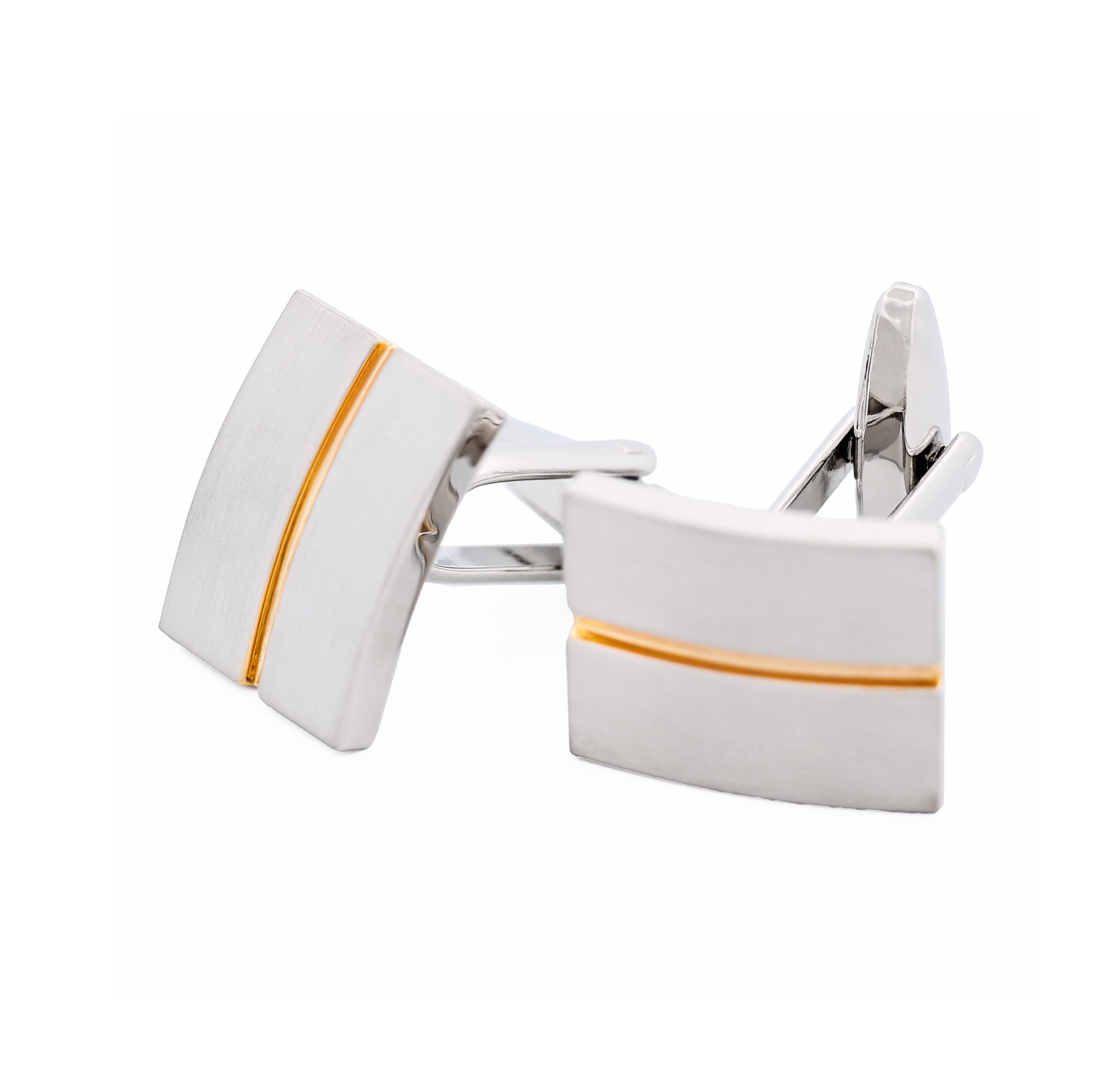 Brushed Rhodium Gold Cufflinks