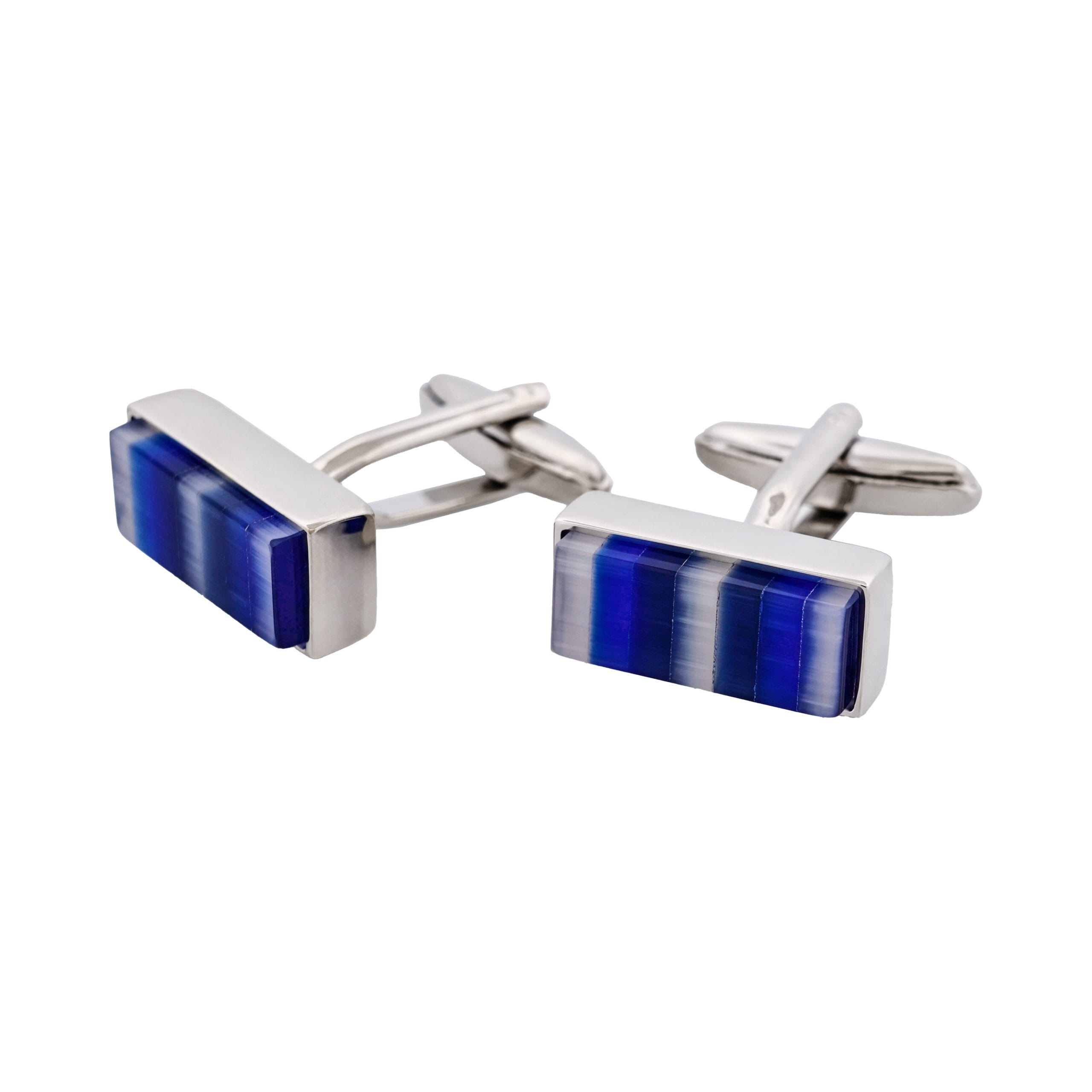 Blue Striped Cat's Eye Cufflinks
