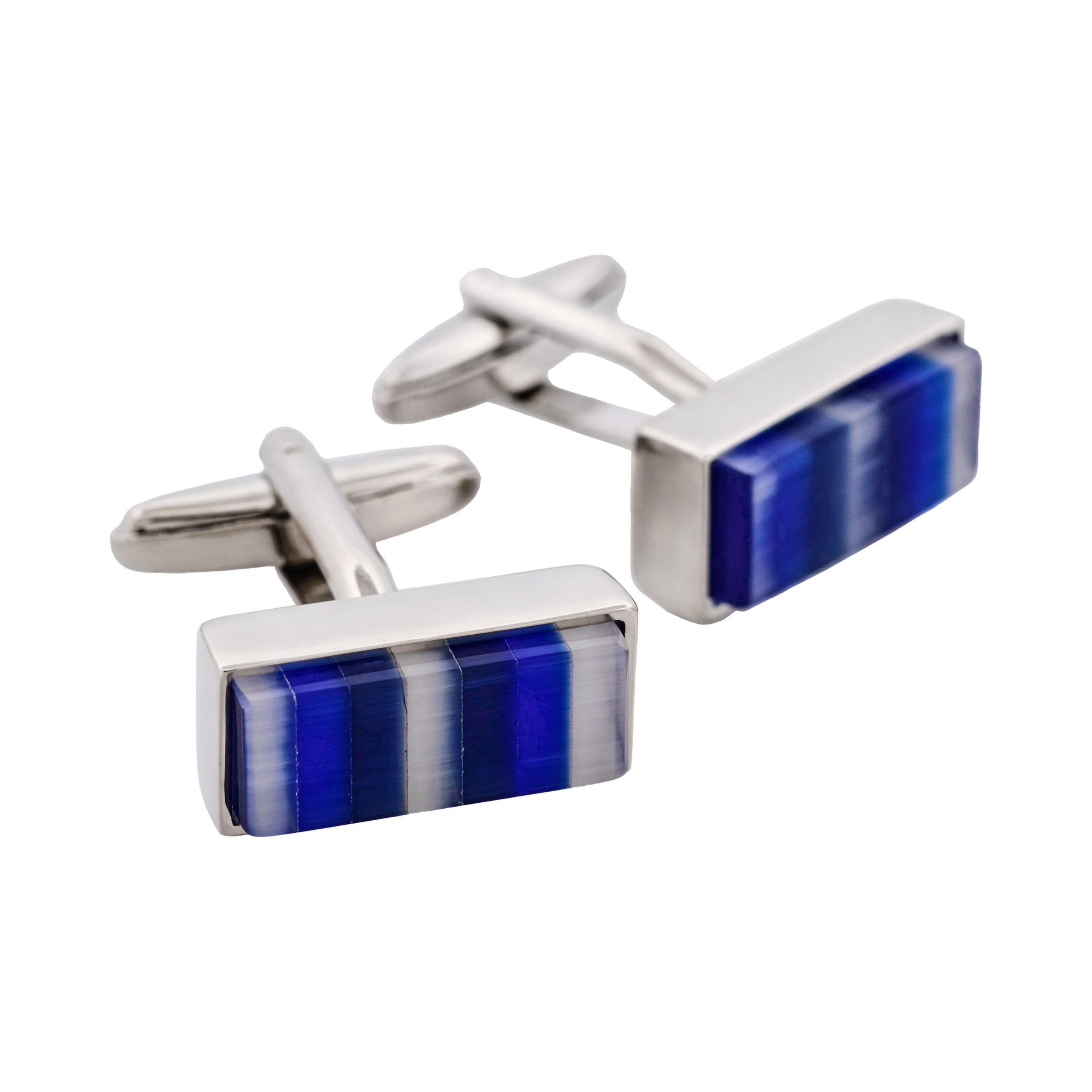 Blue Striped Cat's Eye Cufflinks