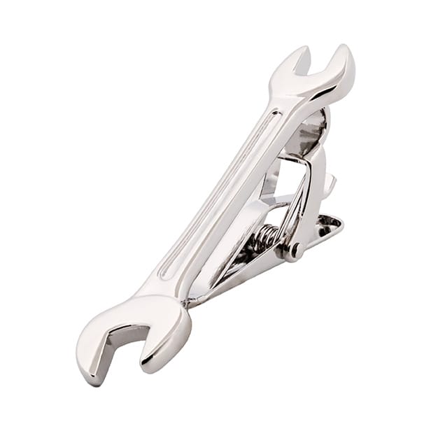 Imitation Rhodium Spanner Tie Bar