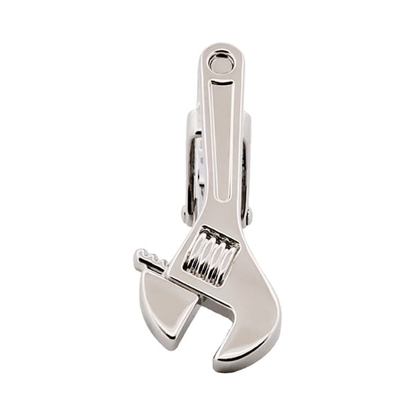 Imitation Rhodium Spanner Tie Bar