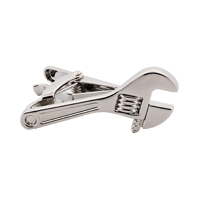 Imitation Rhodium Spanner Tie Bar
