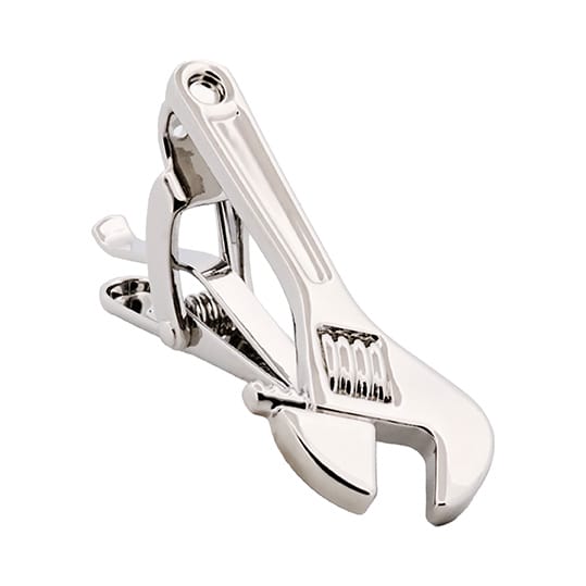 Imitation Rhodium Spanner Tie Bar