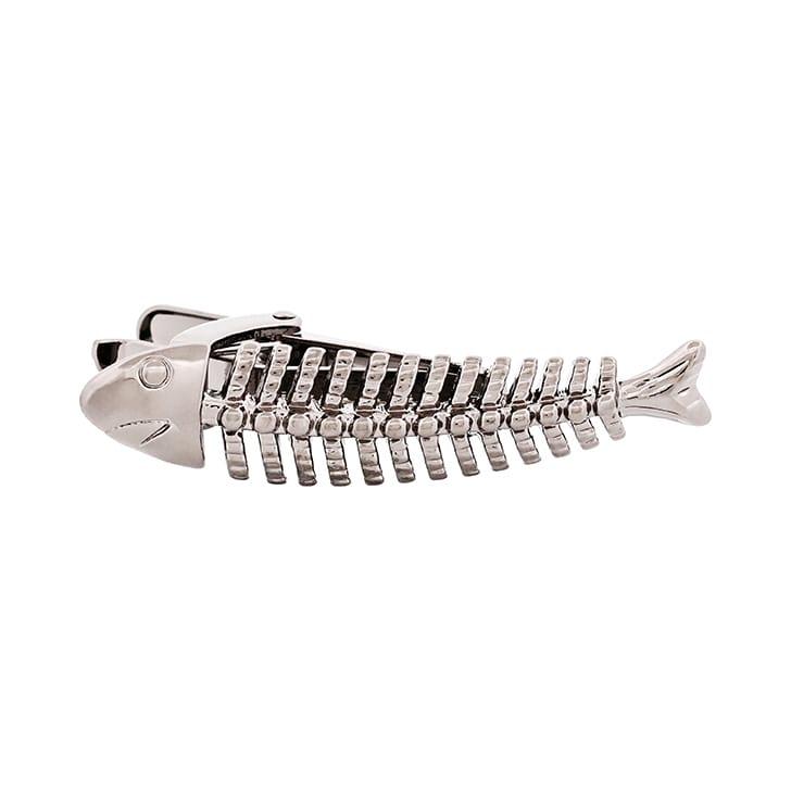 Gunmetal Fish Skeleton Tie Bar