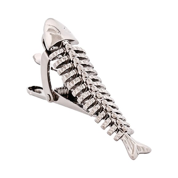 Gunmetal Fish Skeleton Tie Bar