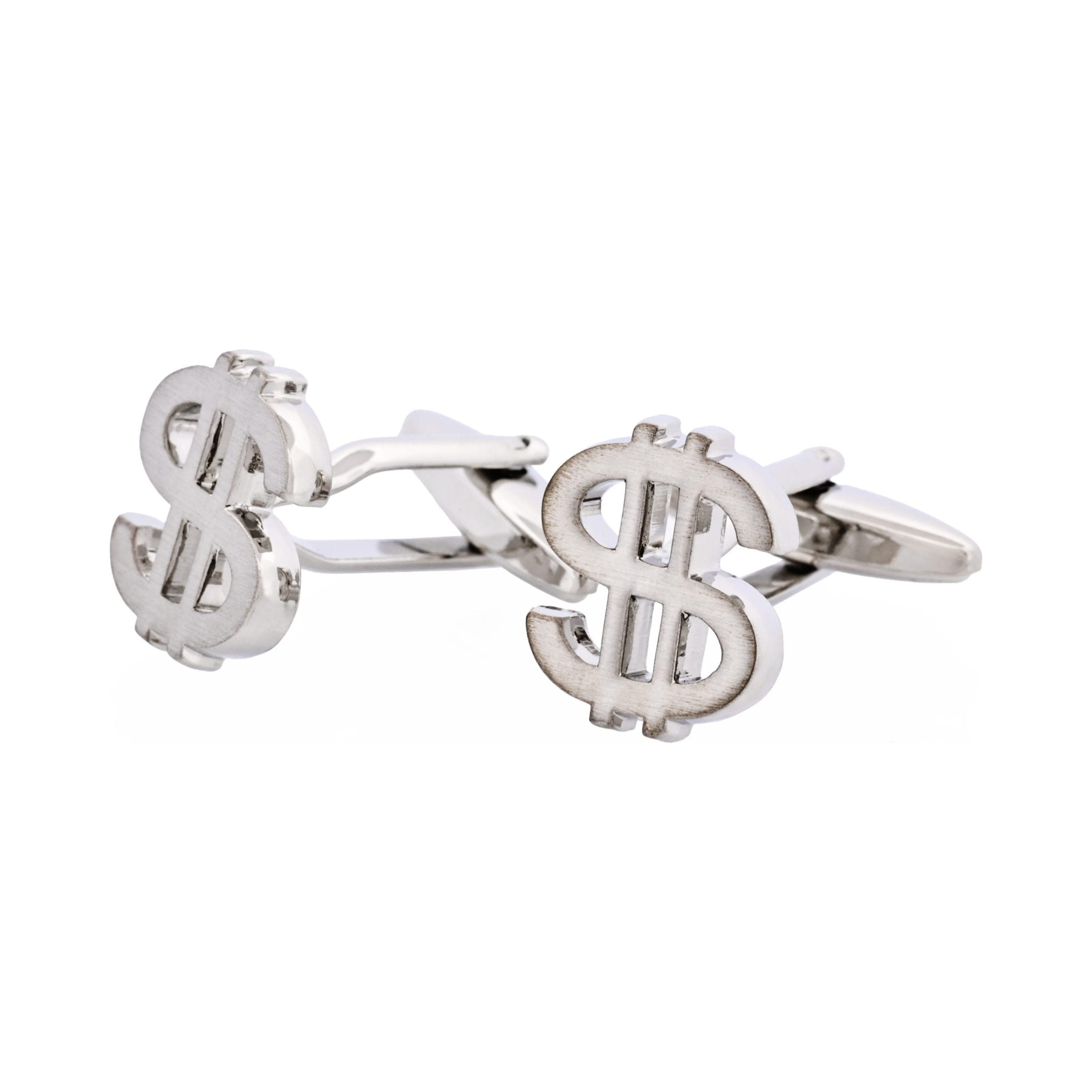 Rhodium Plated $ Sign Cufflinks