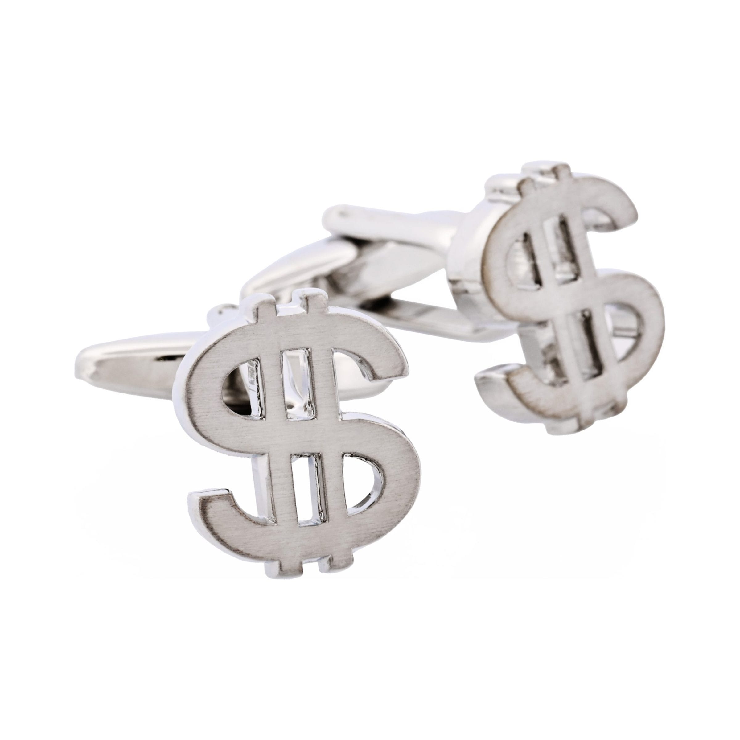 Rhodium Plated $ Sign Cufflinks