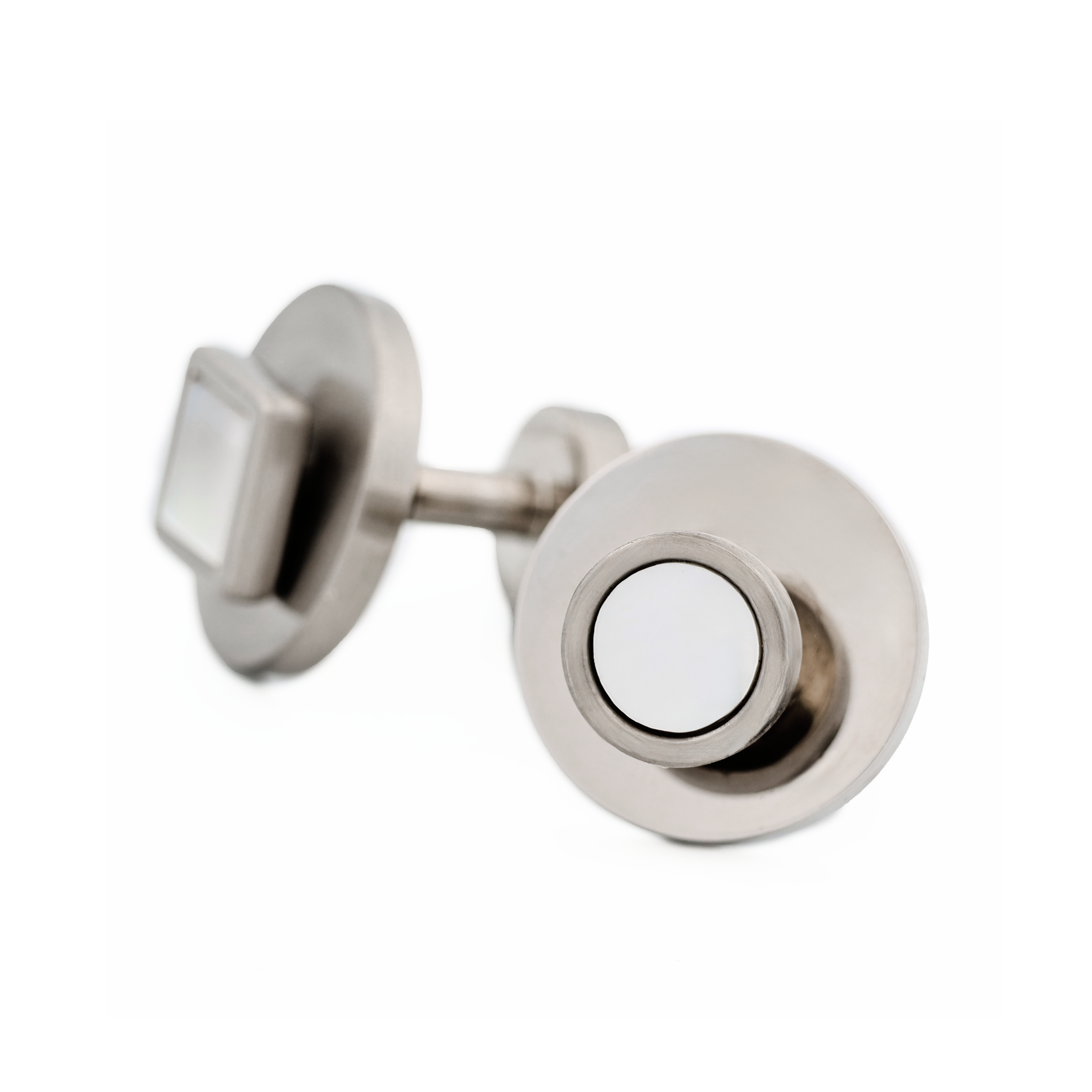 Rhodium Twist Mother Of Pearl Cufflinks