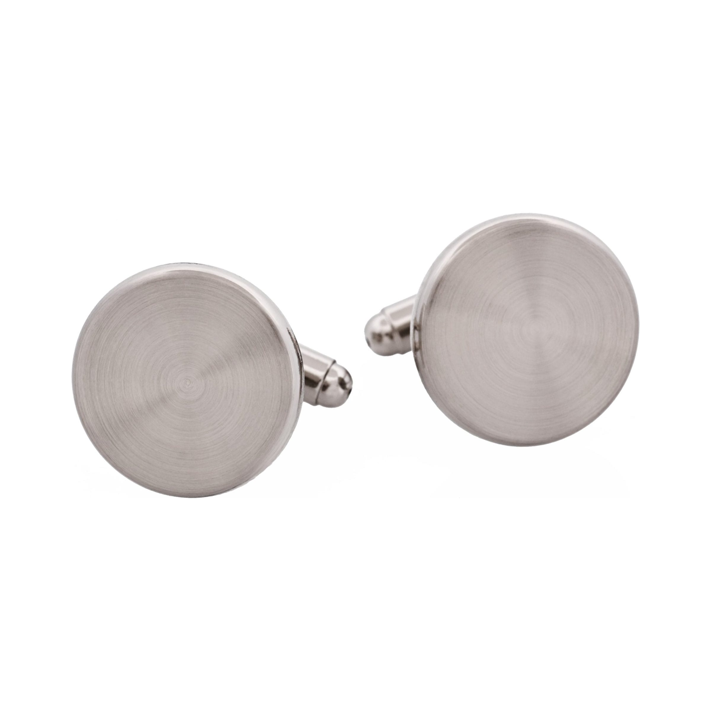 Brushed Rhodium Plated Round Cufflinks