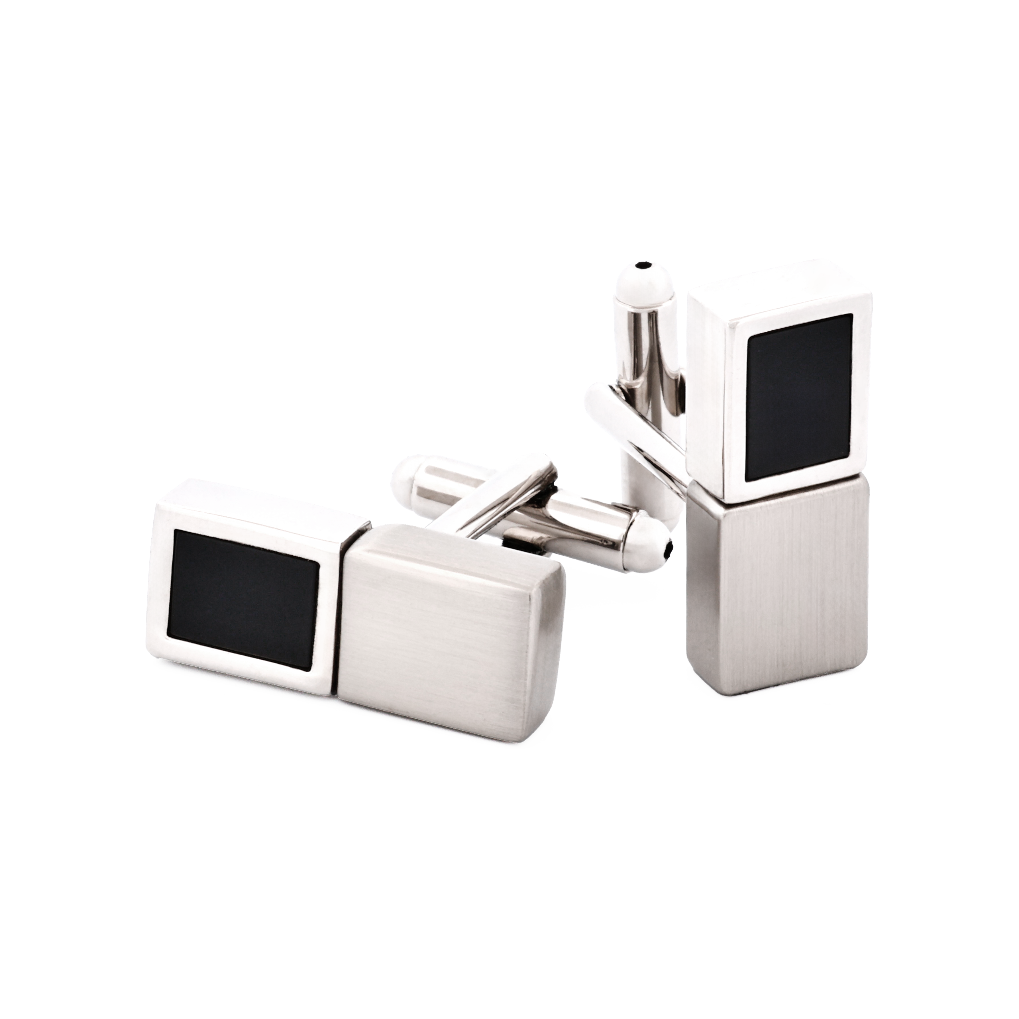 Rhodium Plated Black Twist Cufflinks