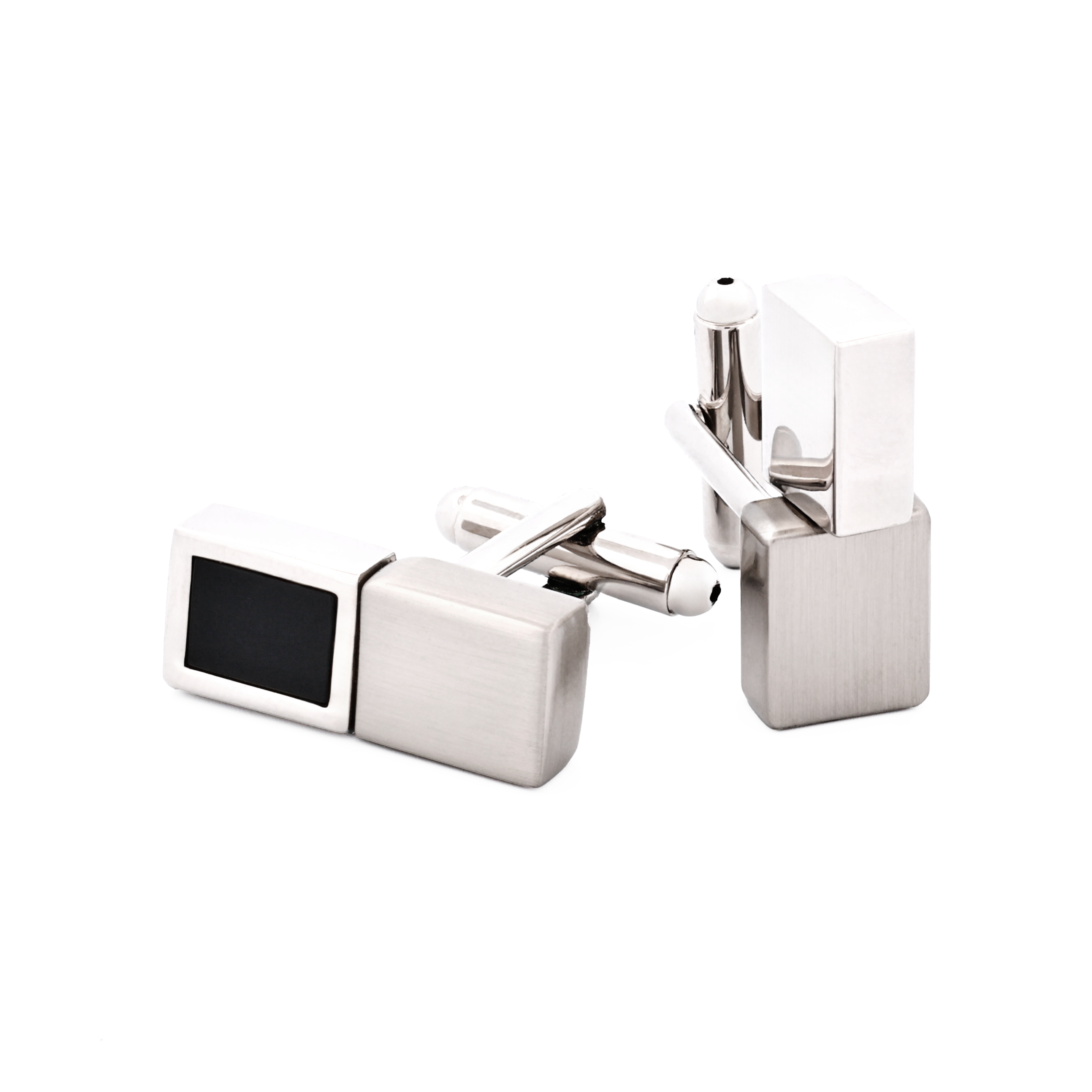 Rhodium Plated Black Twist Cufflinks