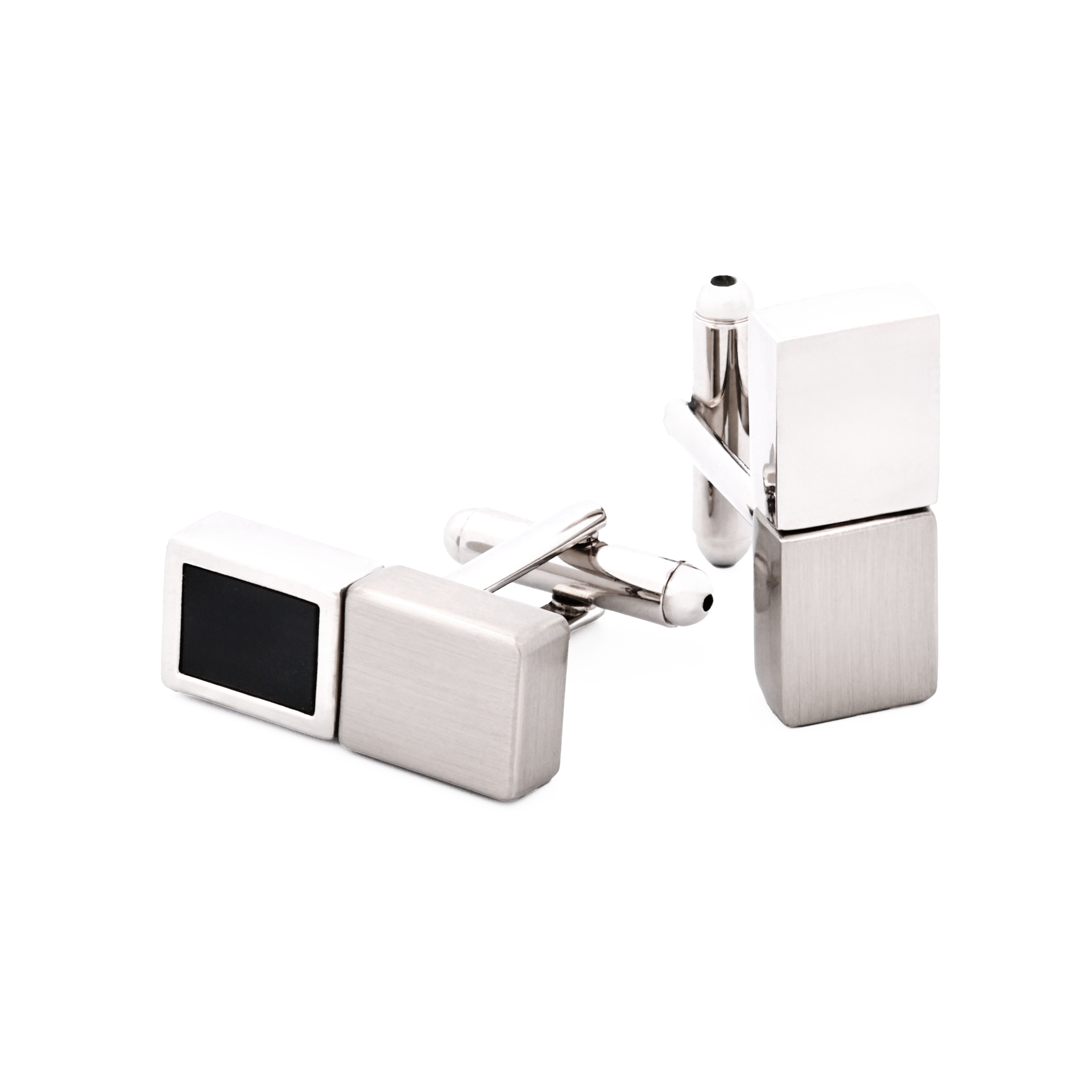 Rhodium Plated Black Twist Cufflinks