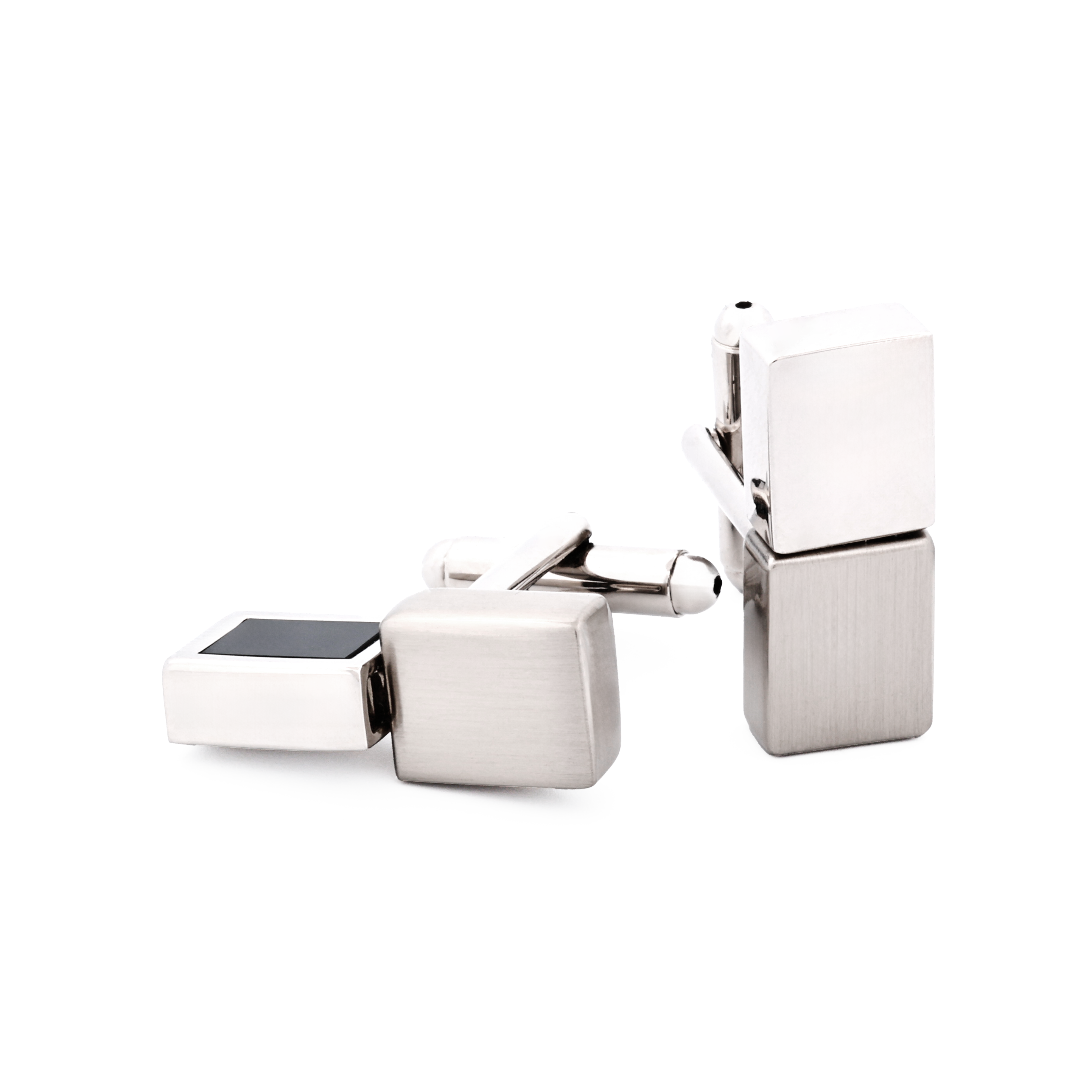 Rhodium Plated Black Twist Cufflinks