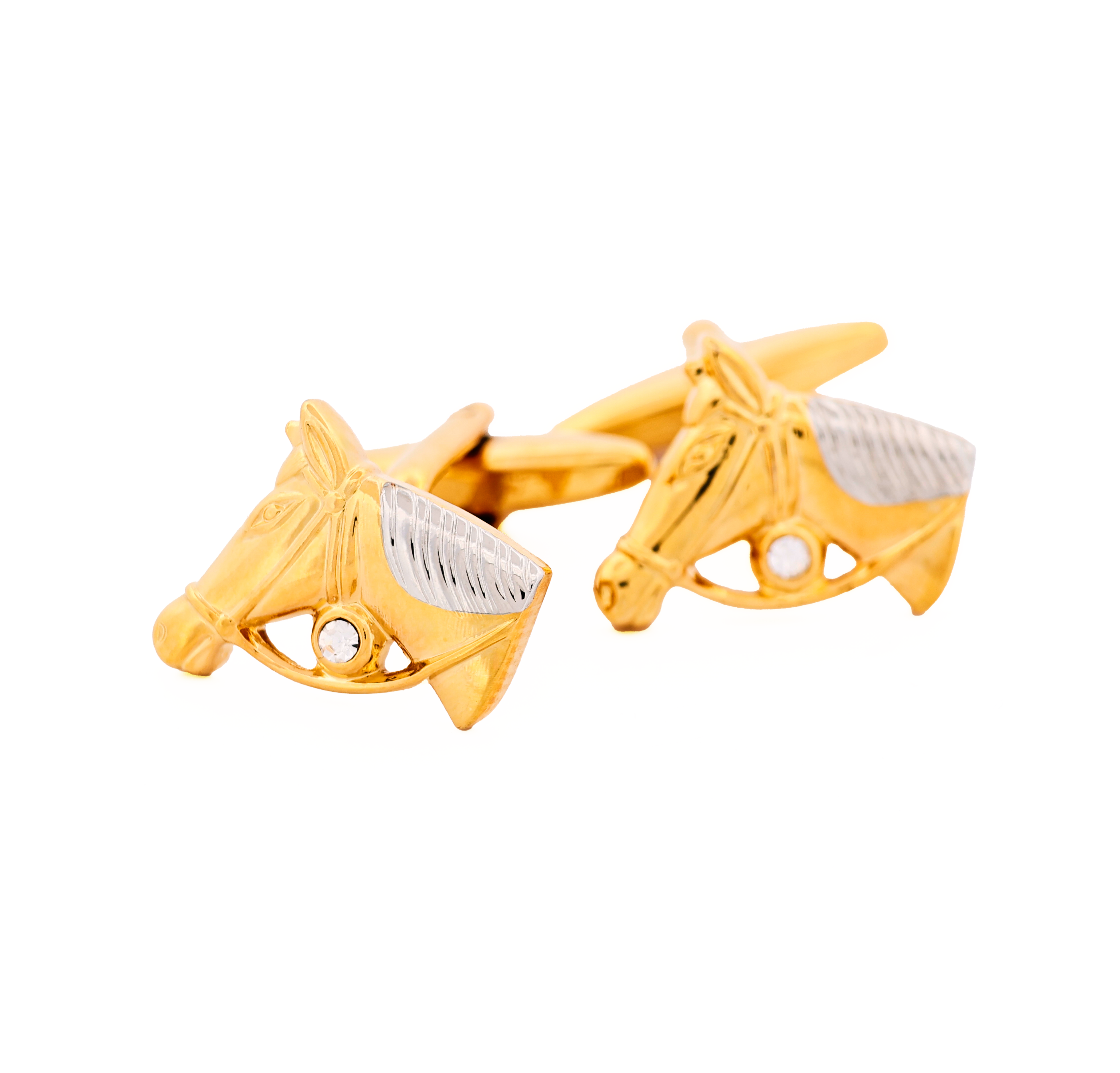 Gold & Rhodium Horse Head Cufflinks