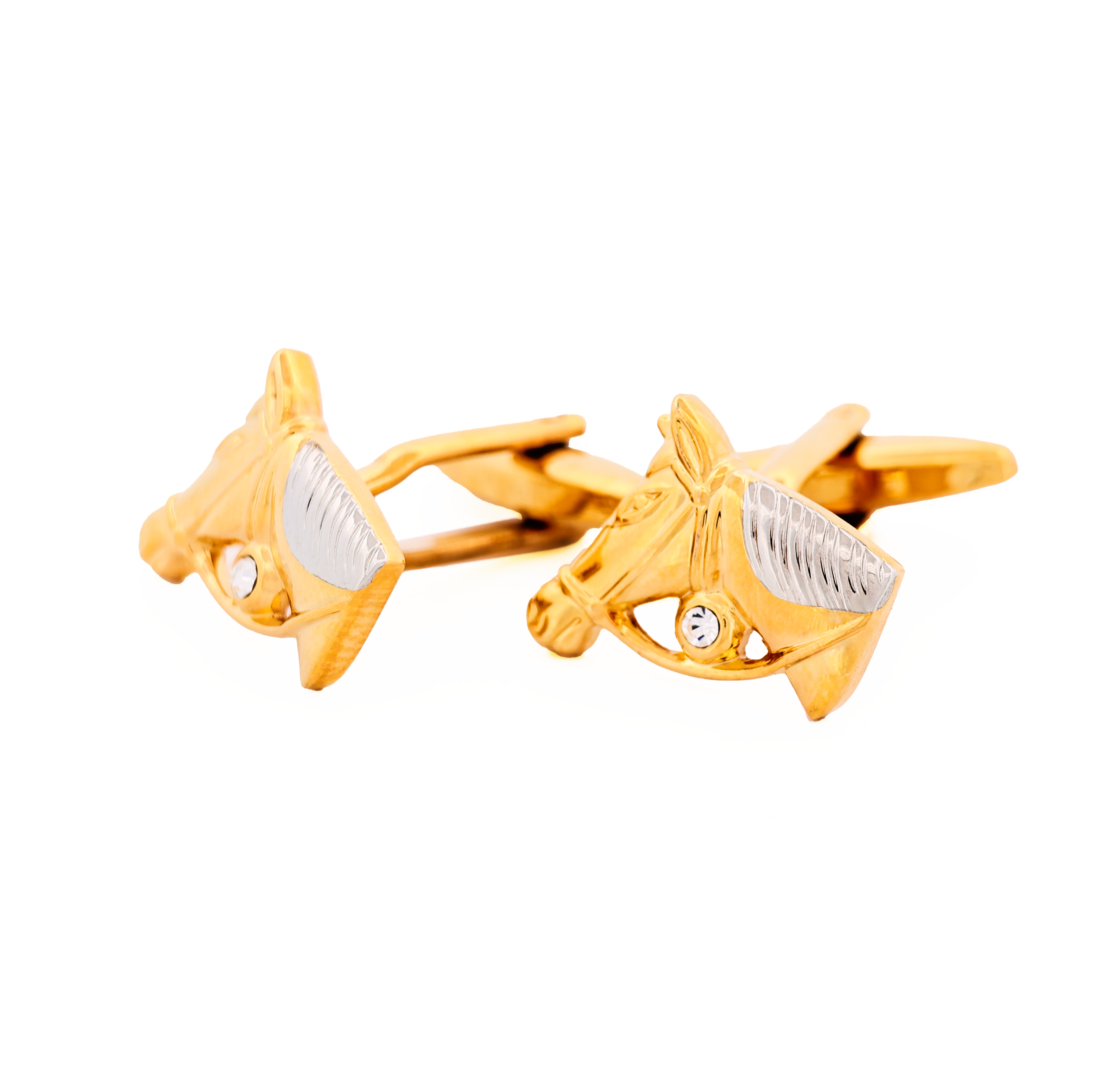 Gold & Rhodium Horse Head Cufflinks