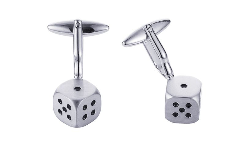 Rhodium Plated Dice Cufflinks