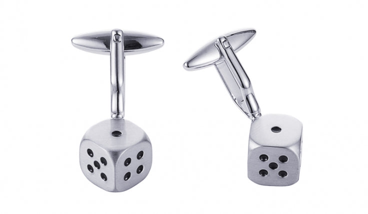 Rhodium Plated Dice Cufflinks