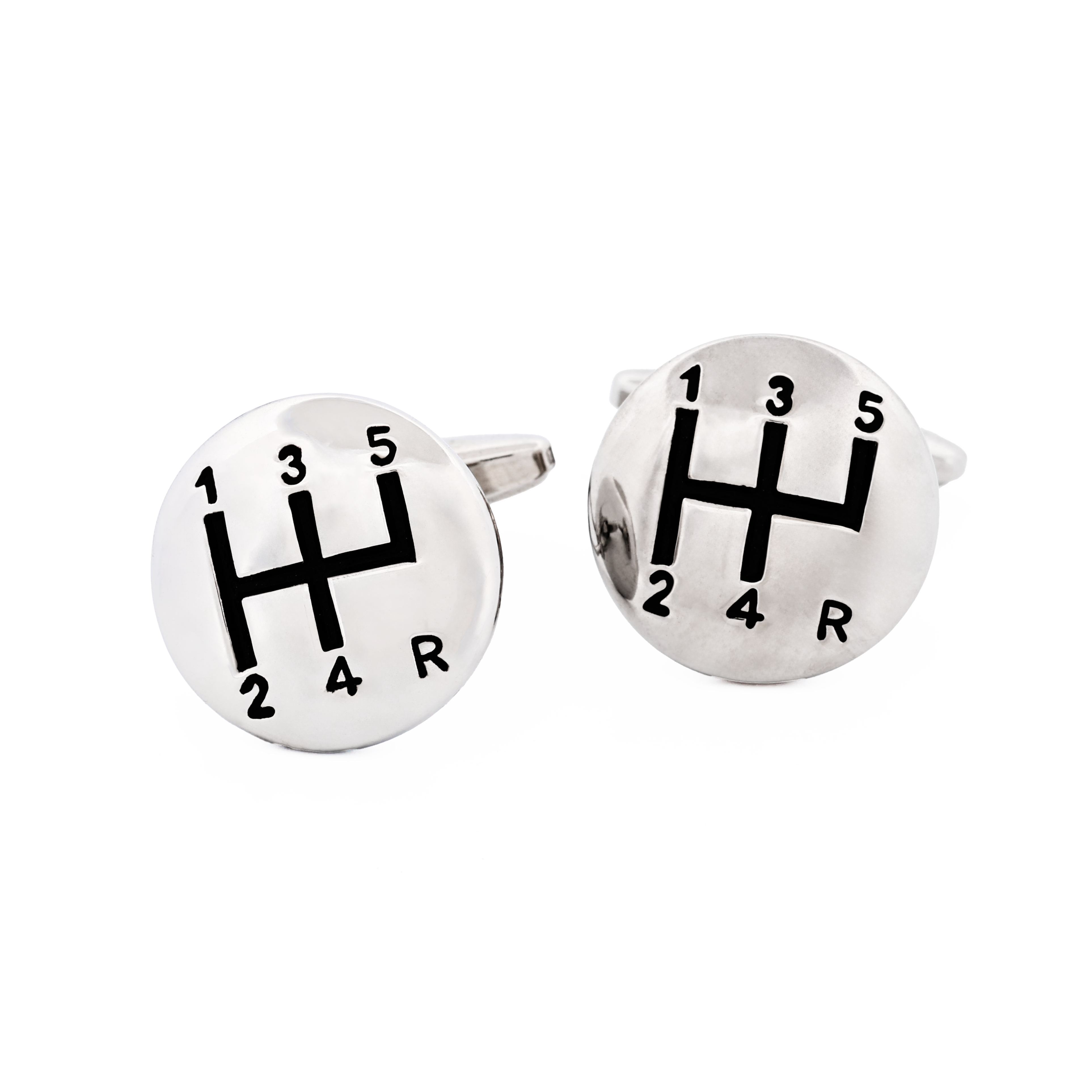 Rhodium Gear Stick Cufflinks