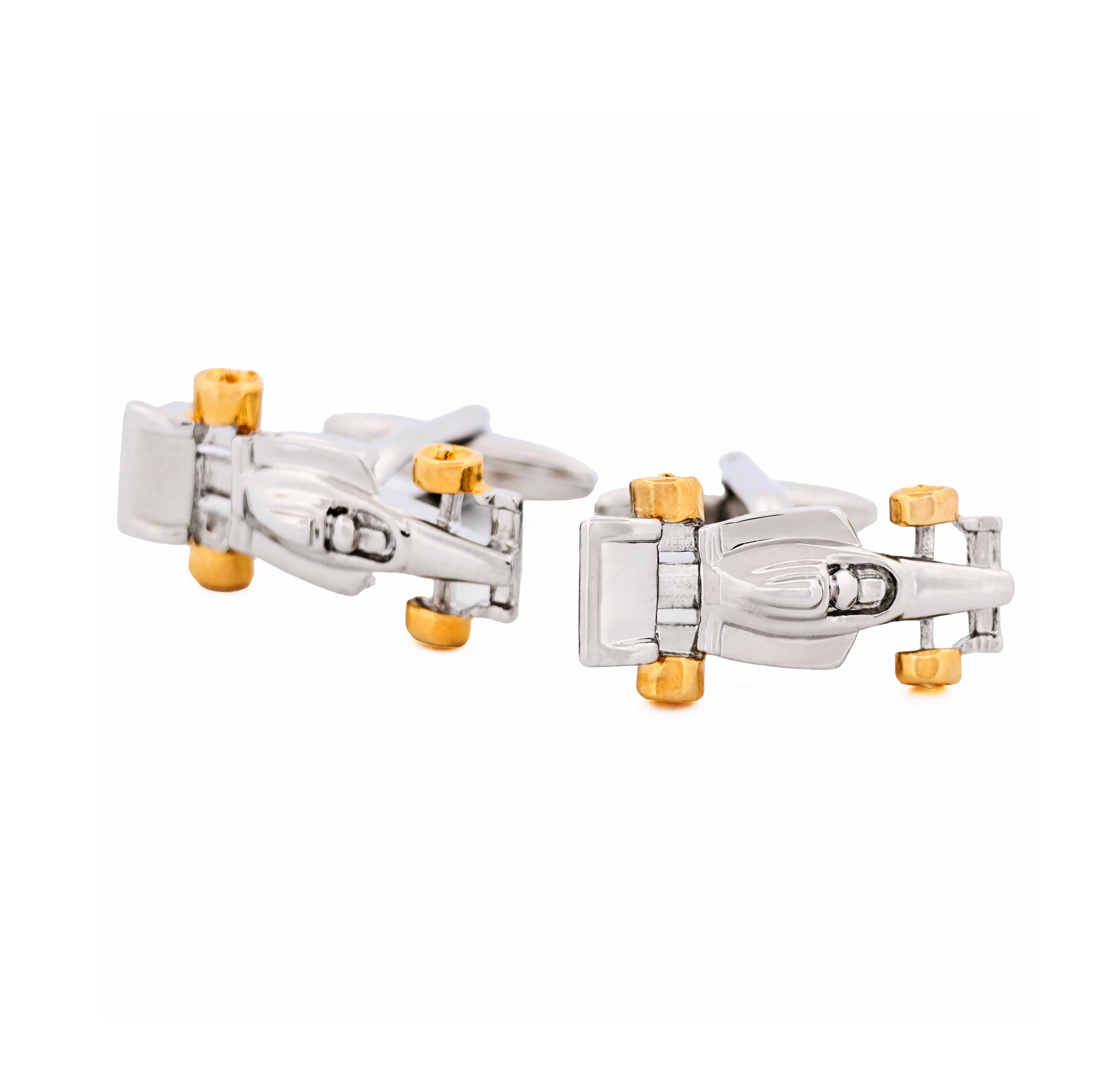 Rhodium & Gold Plated Racing Car Cufflinks