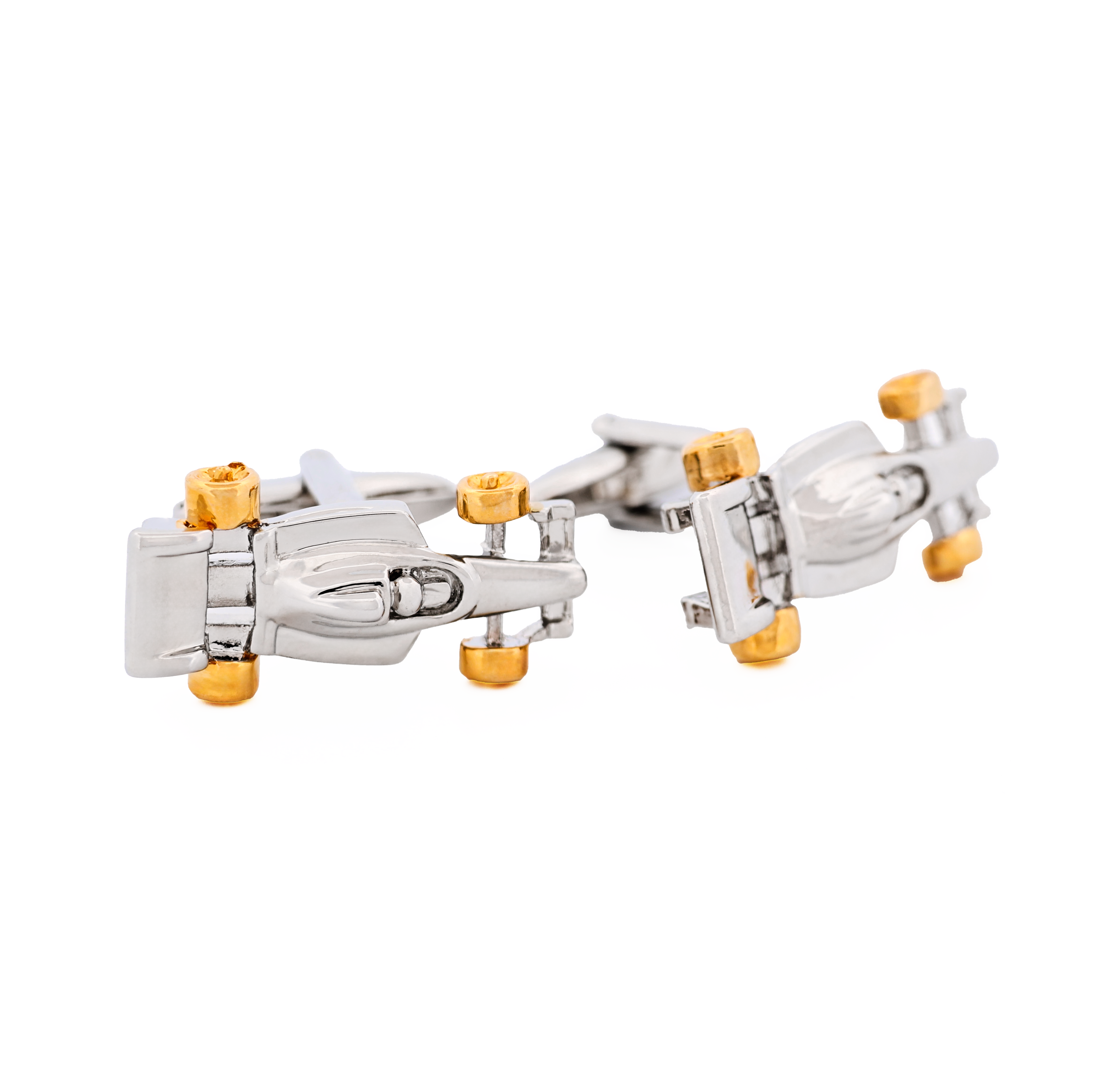 Rhodium & Gold Plated Racing Car Cufflinks